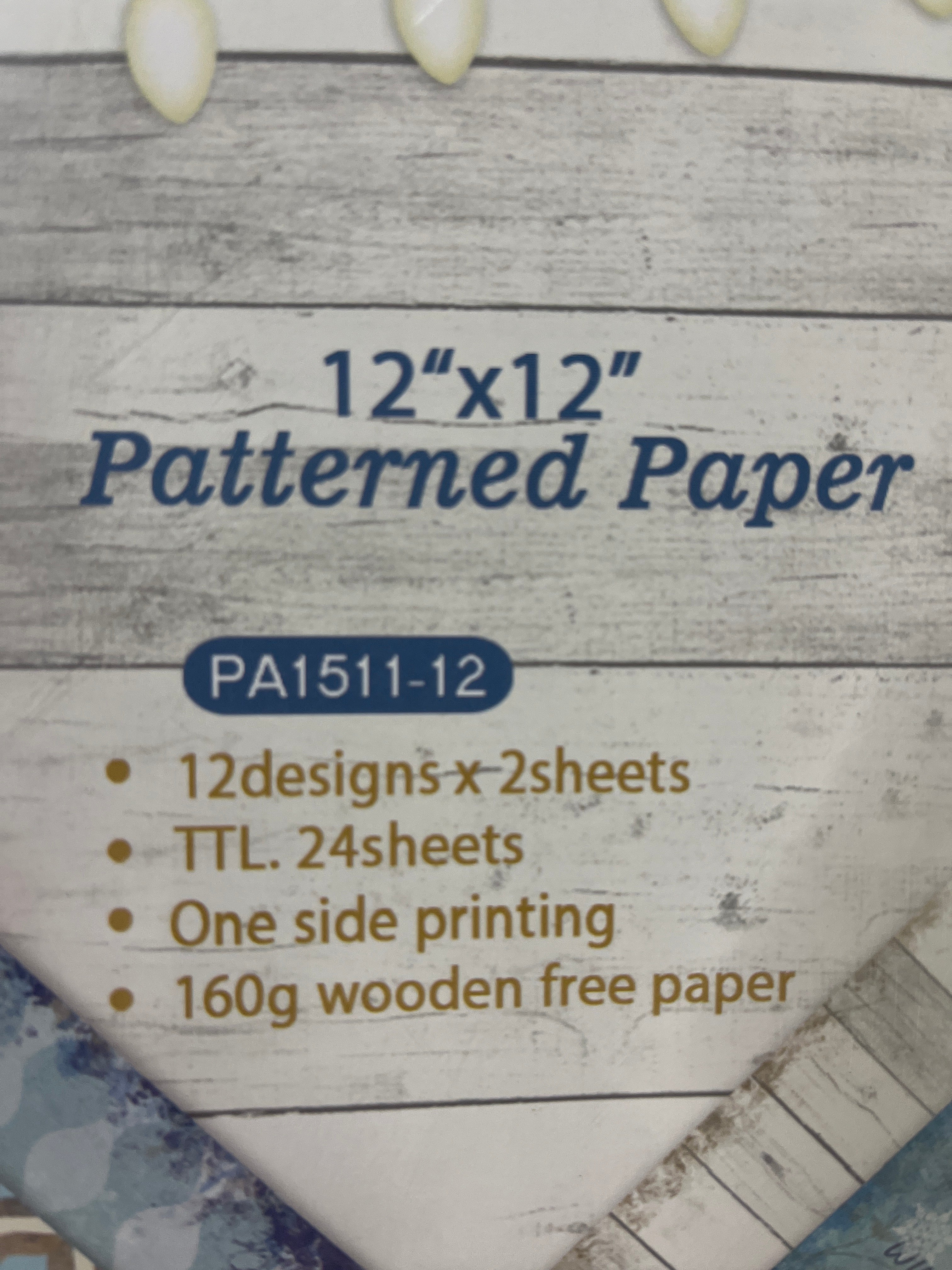 Patterned paper 12x12 - 1 packet