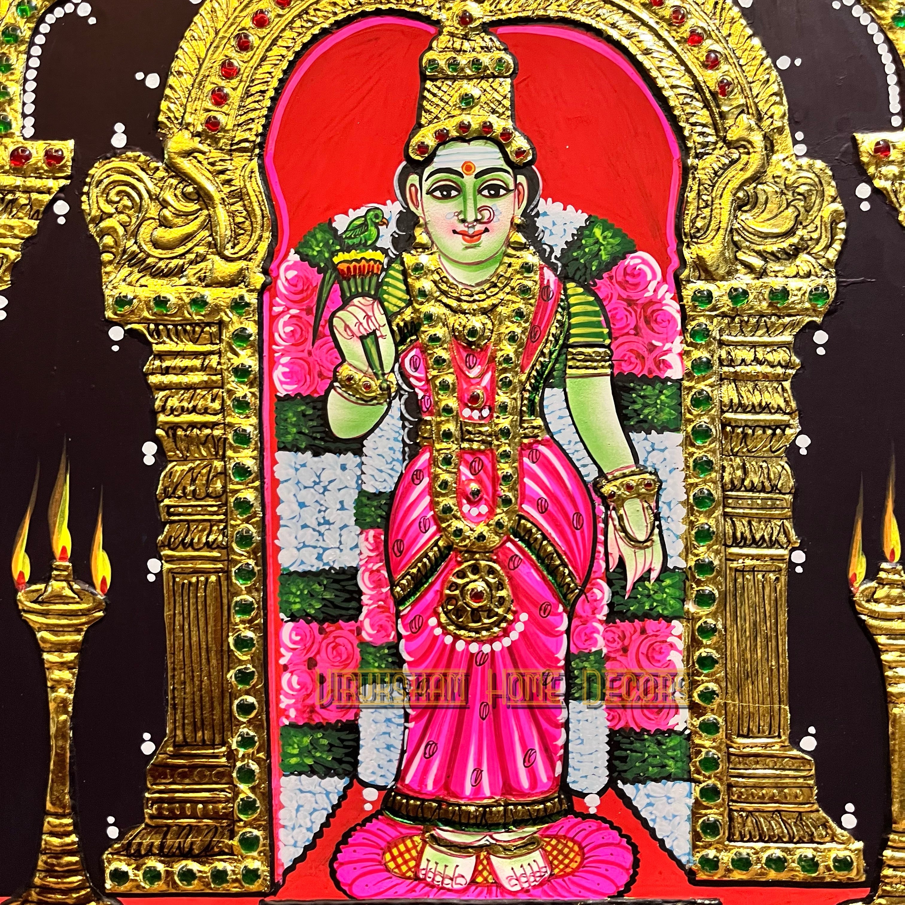 Meenakshi 12x15  Tanjore painting -1 board(15 days delivery time)without frame