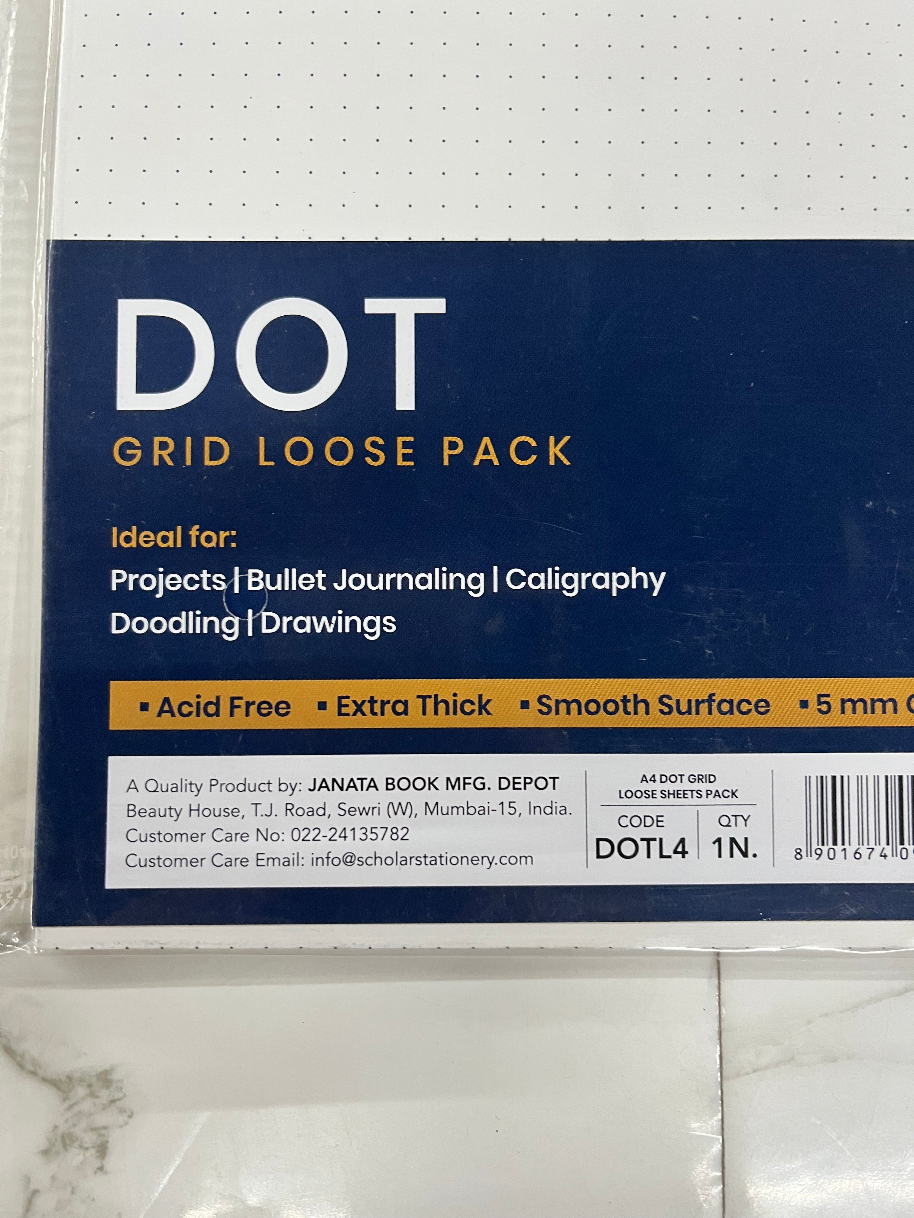 Scholar A4 DOT grid loose pack-25 sheets 100gsm