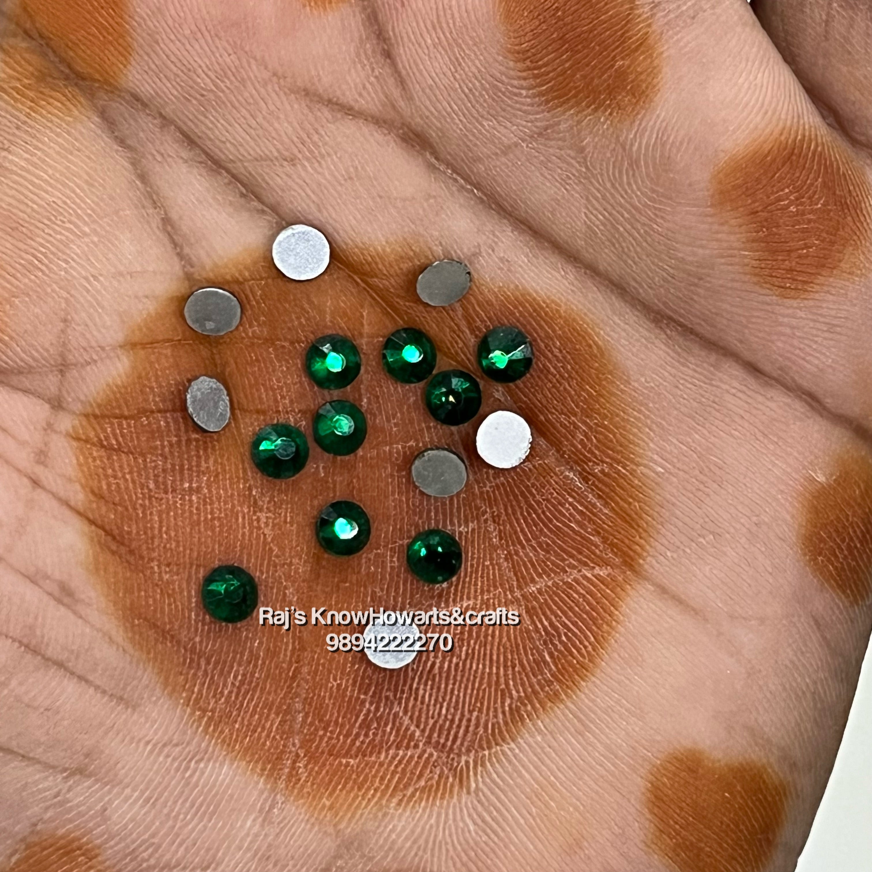 SS16 4mm flat AD round green stone American diamond Kundan stones 40 STONES IN A PACK-FAD16