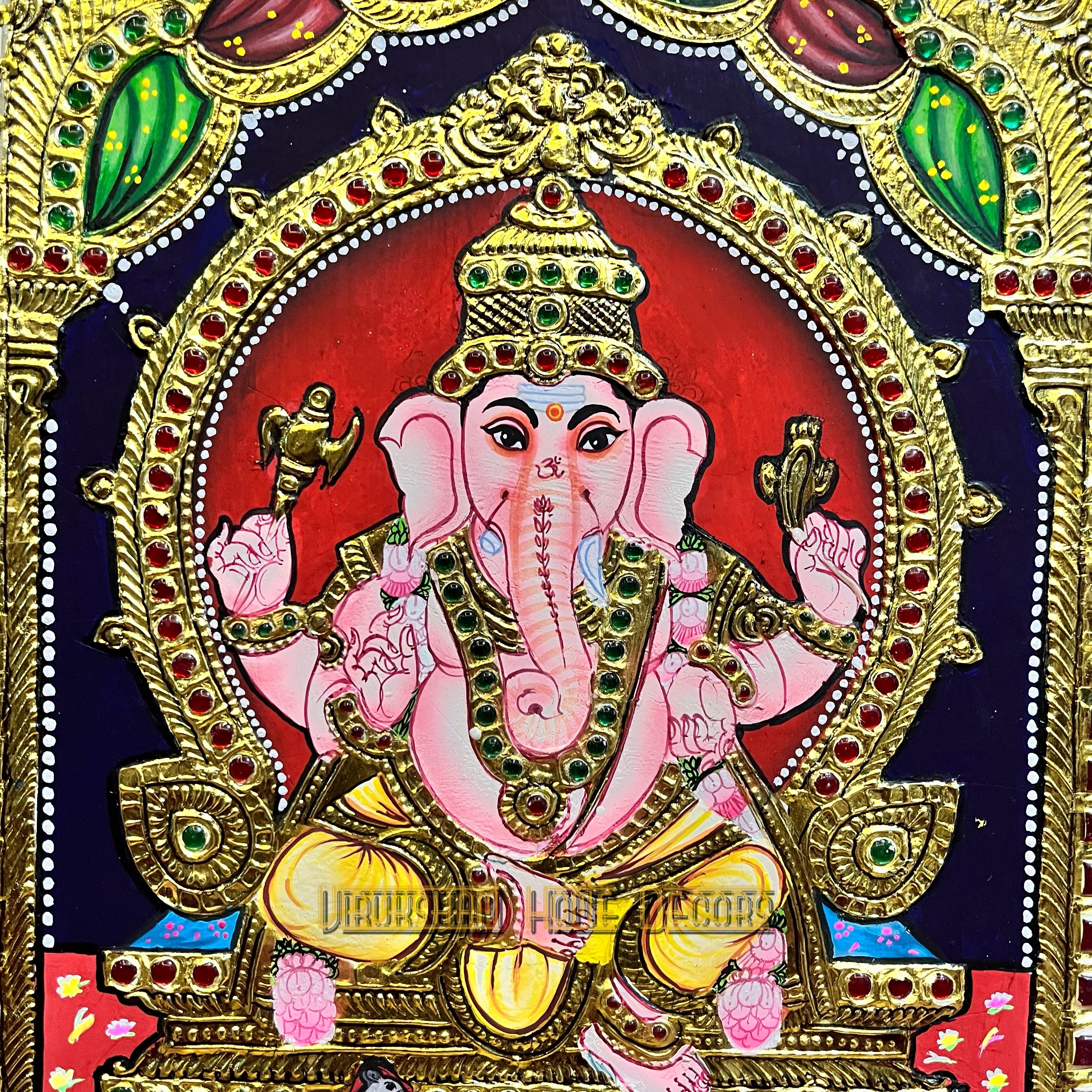 Vinayagar 12x15  Tanjore painting -1 board(15 days delivery time)without frame