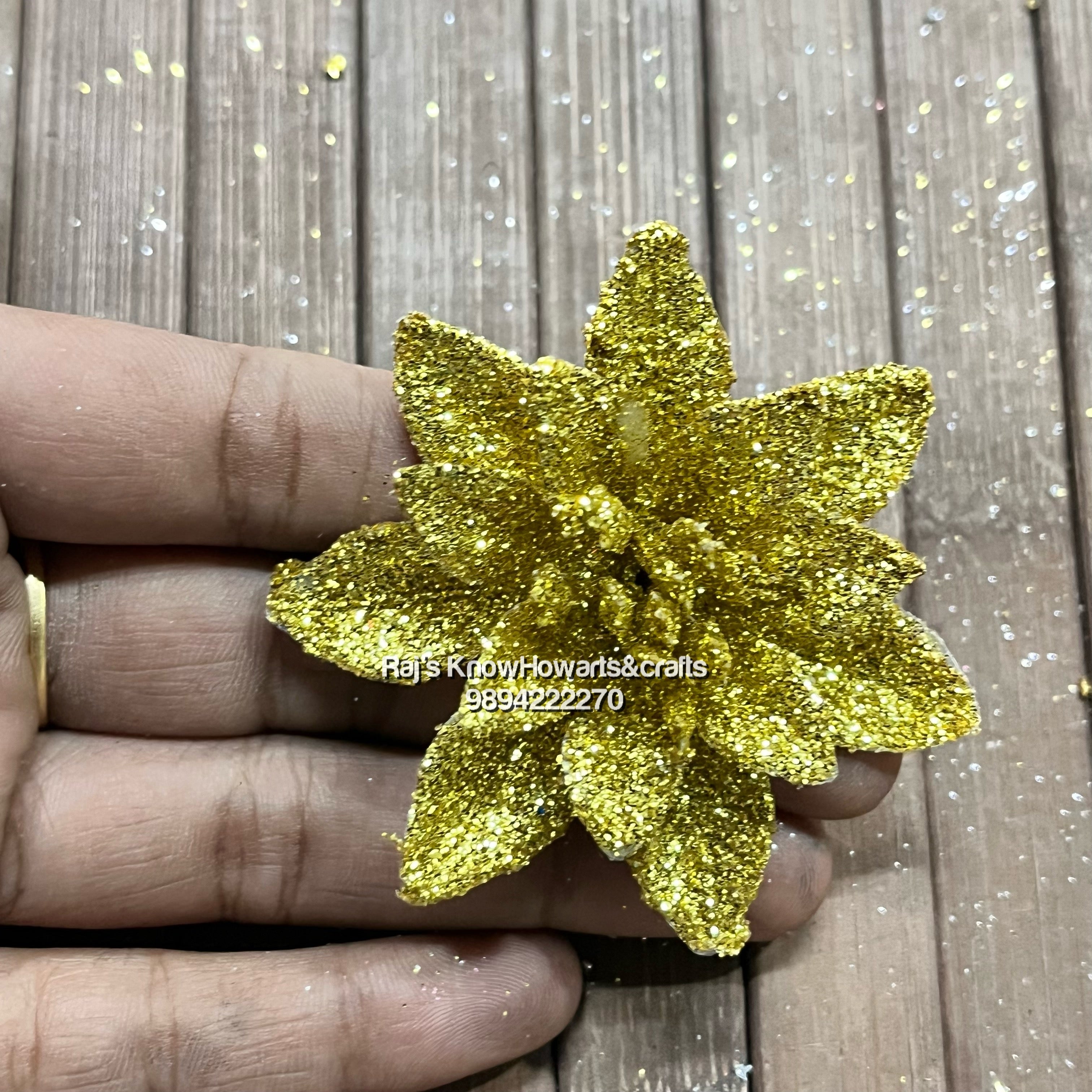 Gold Glitter flower - 2 pc