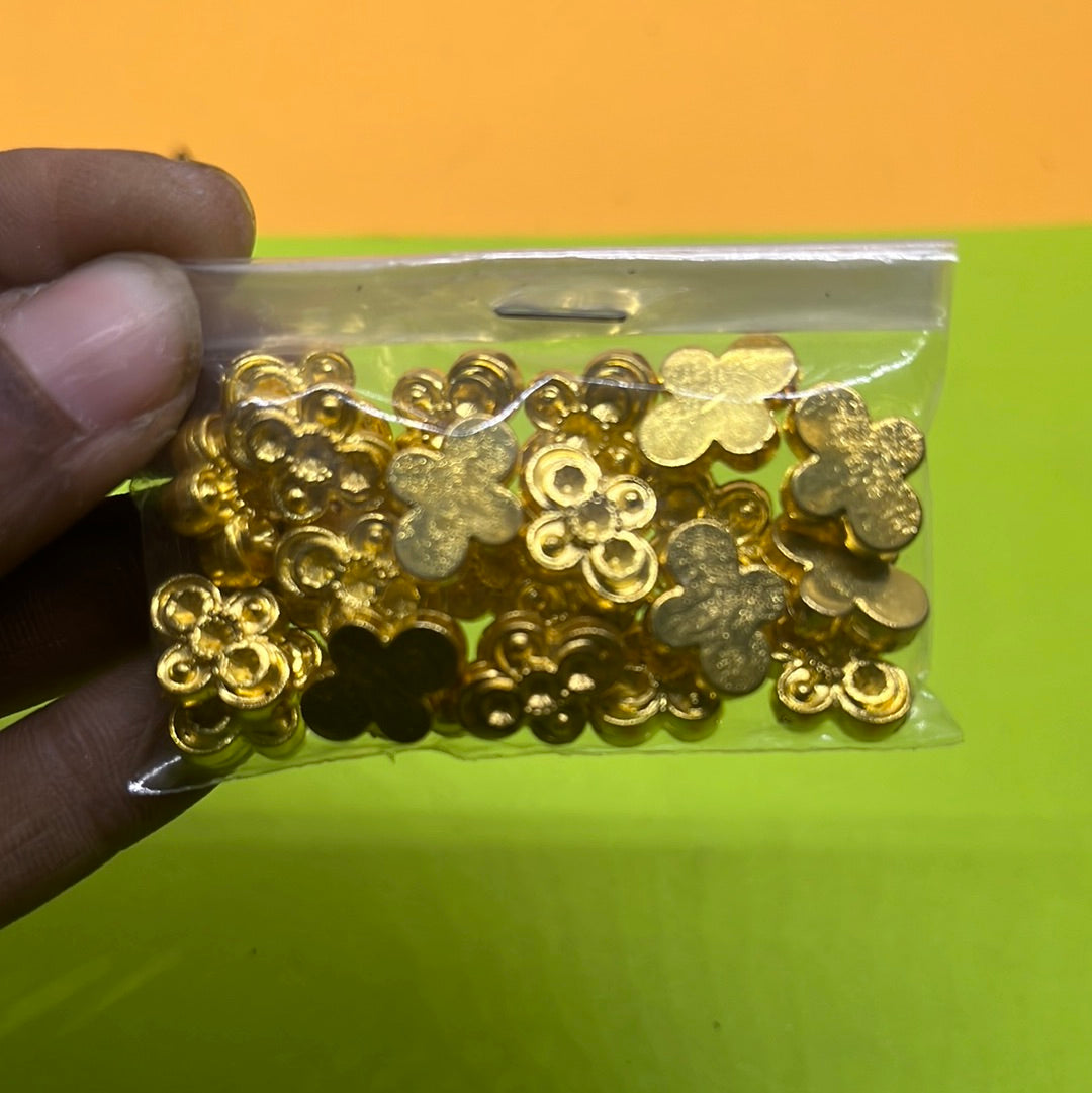 Dull golden flower acrylic beads more than 25pc