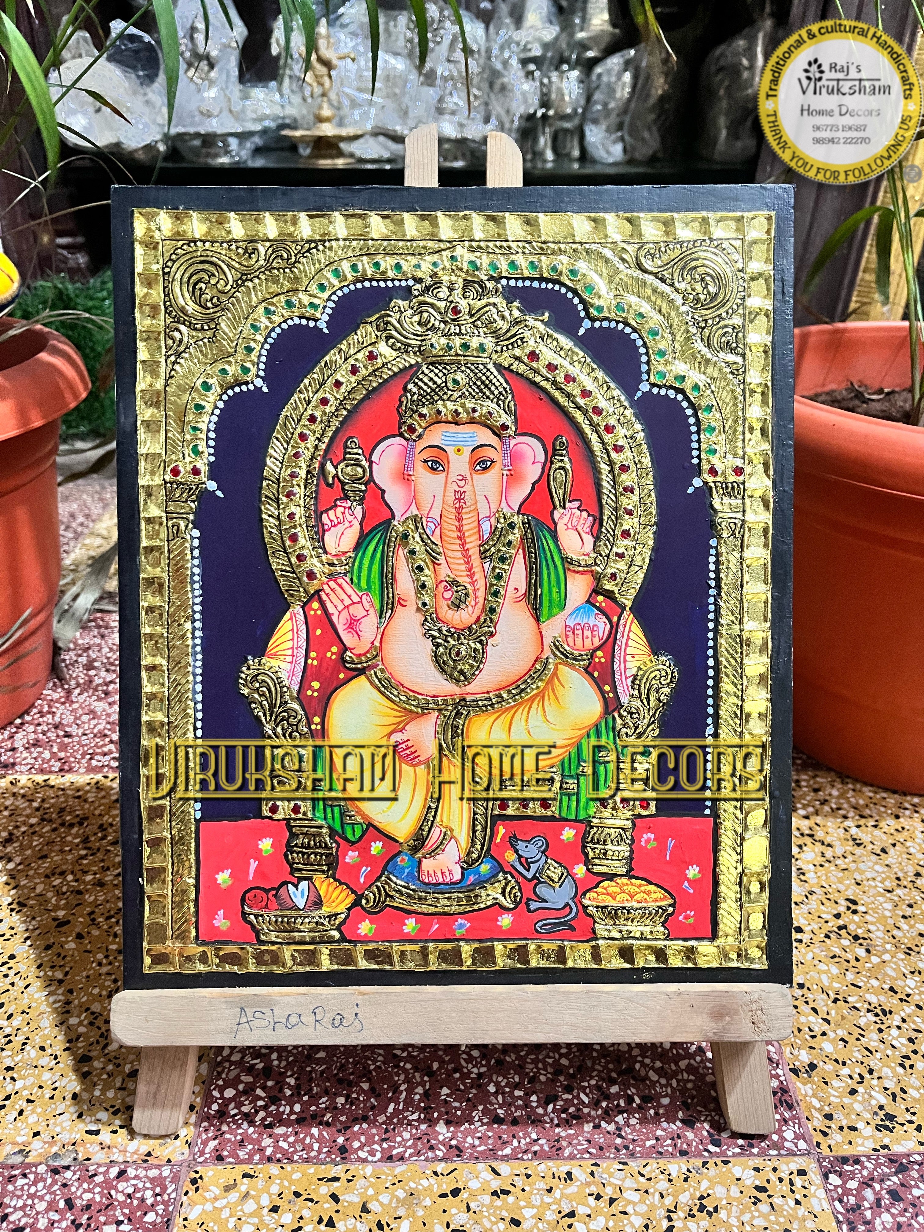 Vinayagar 10x12  Tanjore painting -1 board(15 days delivery time)