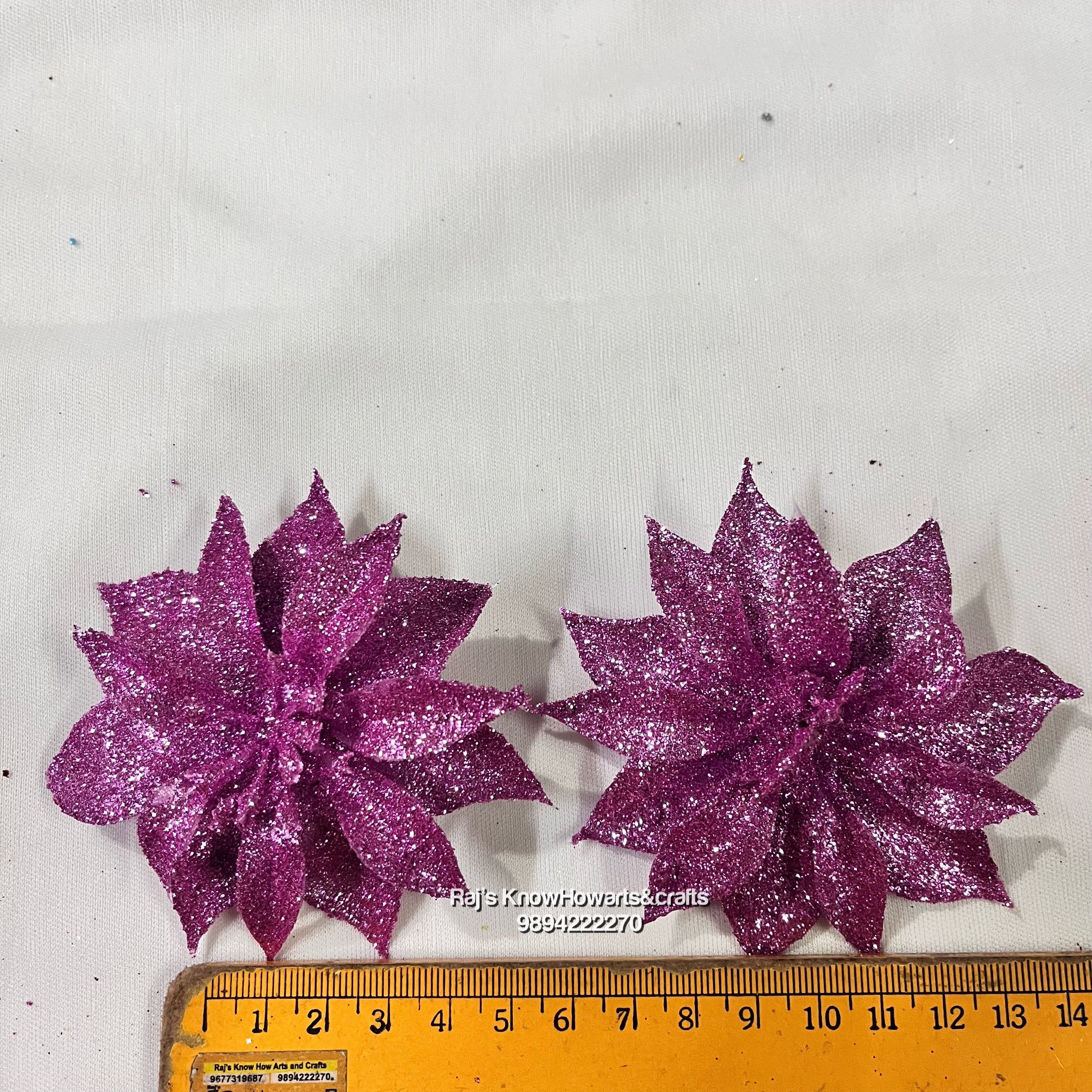 Purple Glitter flower - 2 pc