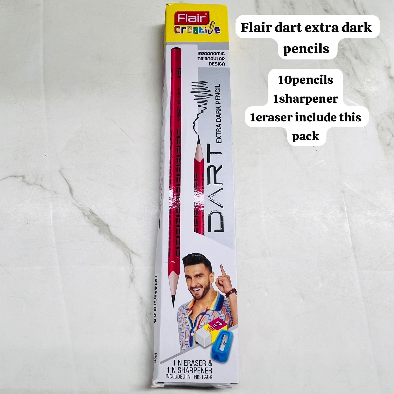 Flair dart extra dark pencils -1pack(10pencils 1sharpener 1eraser include this pack)