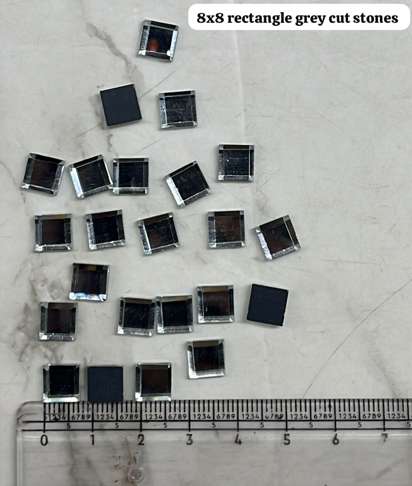 8x8 square Grey cut stones 50pcs pack