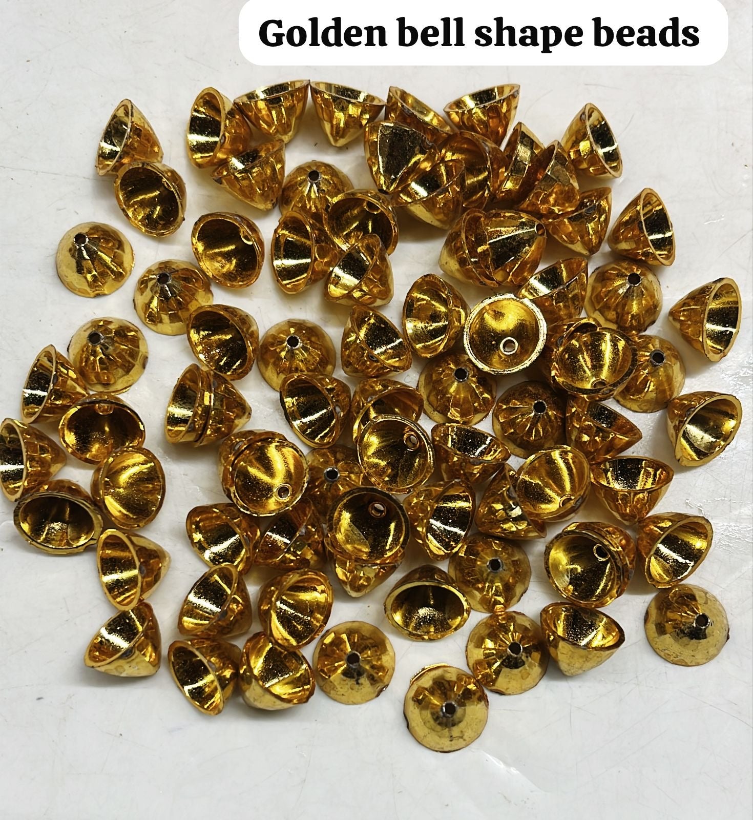 Golden acrylic bell shape beads 50g-1pack