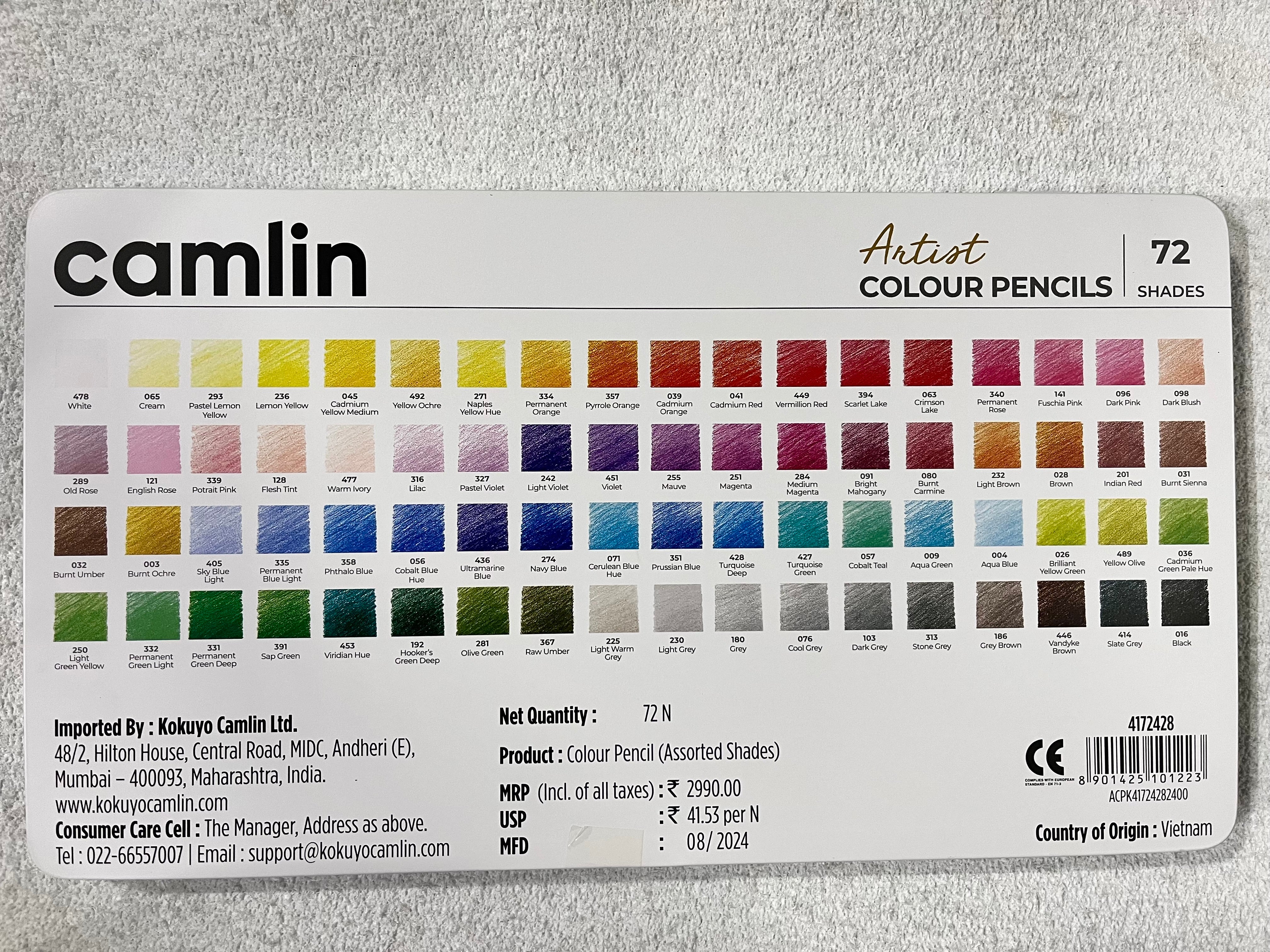 Camlin artist colour pencils 72 shades