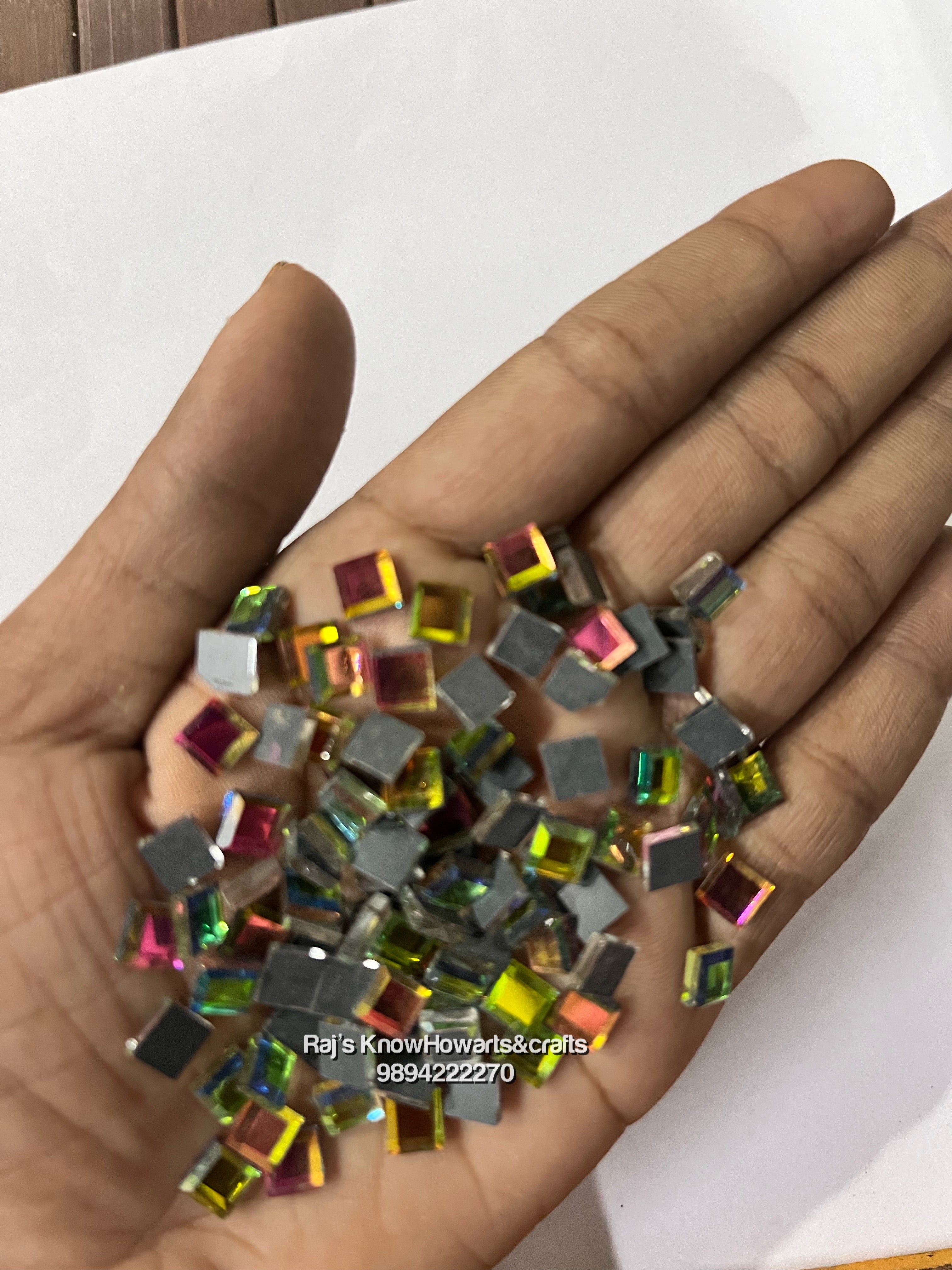 Glass 4mm multi colour kundan stone  - 50g in a pack