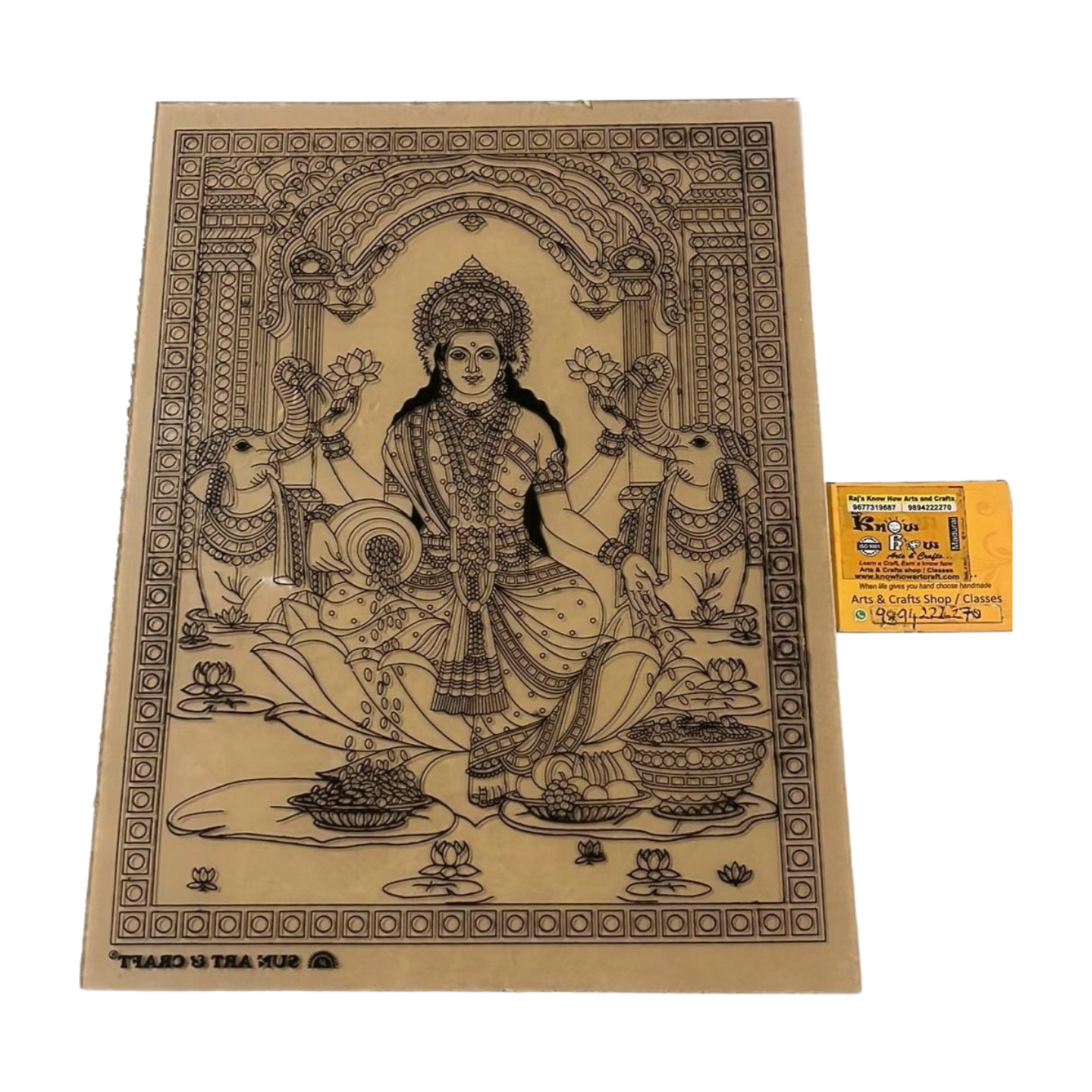 Gajalakshmi Tanjore Reverse Fibre Glass Painting