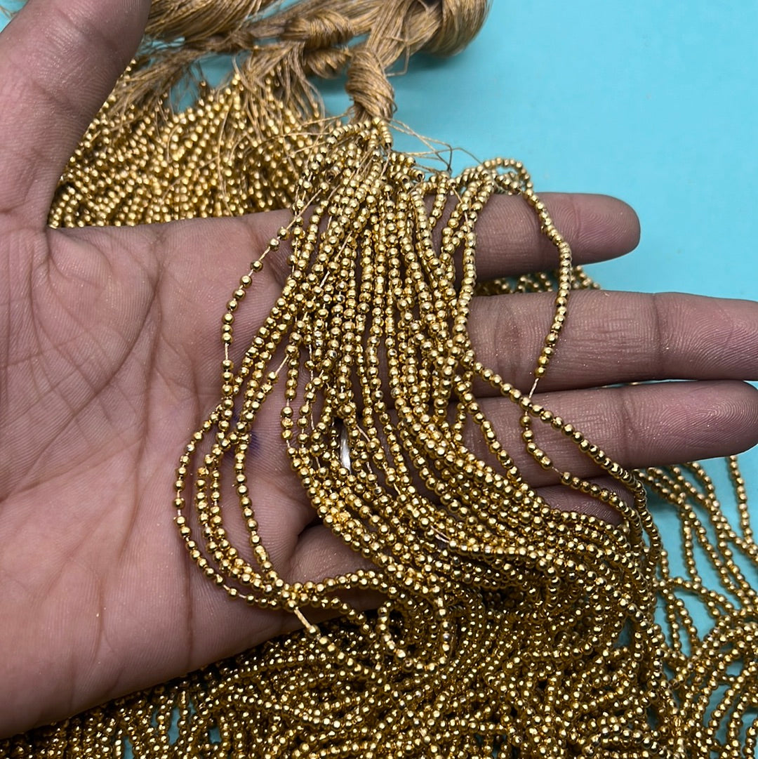 Gold  beads 2mm-500 beads in a punch
