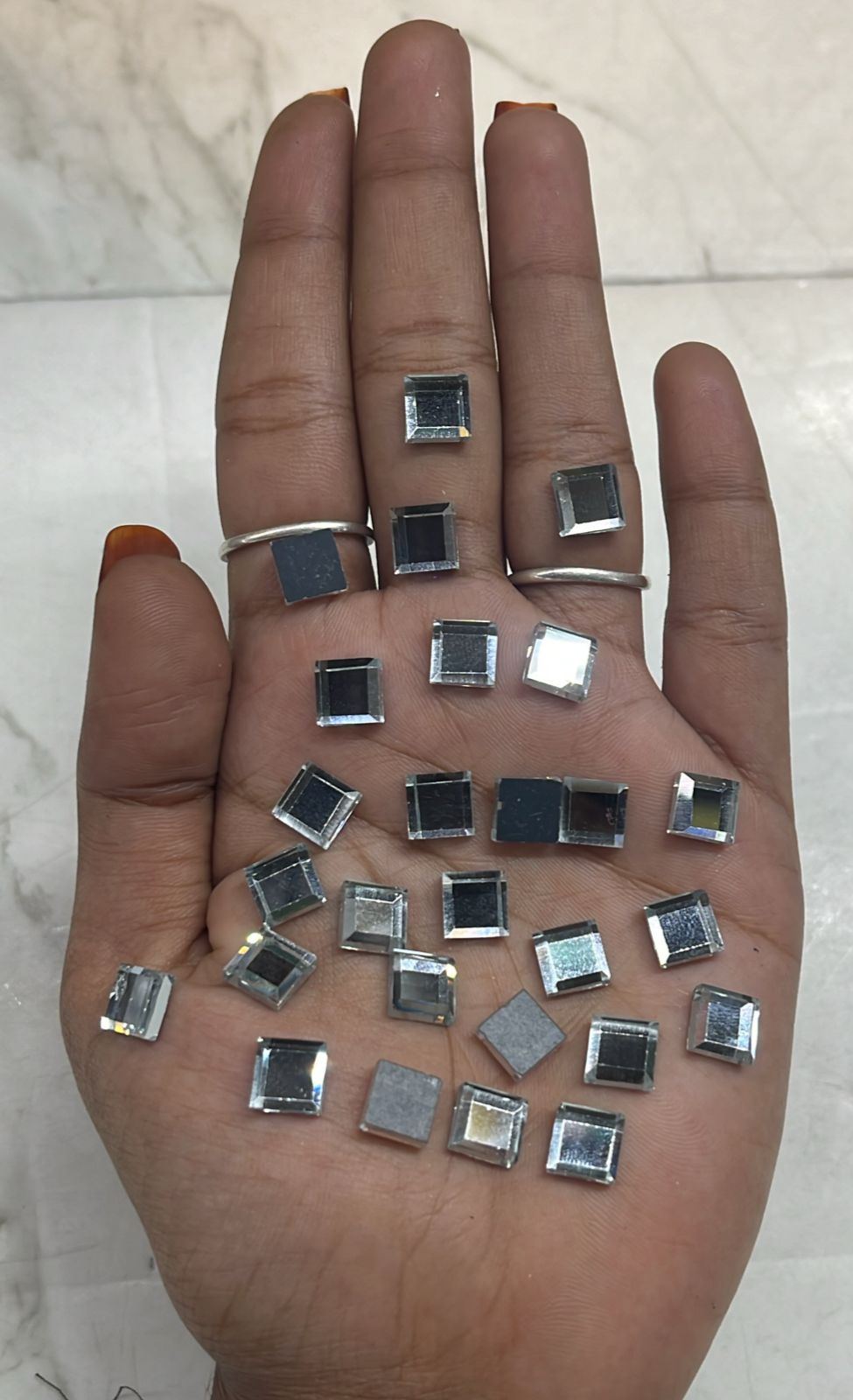 8x8 square Grey cut stones 50pcs pack