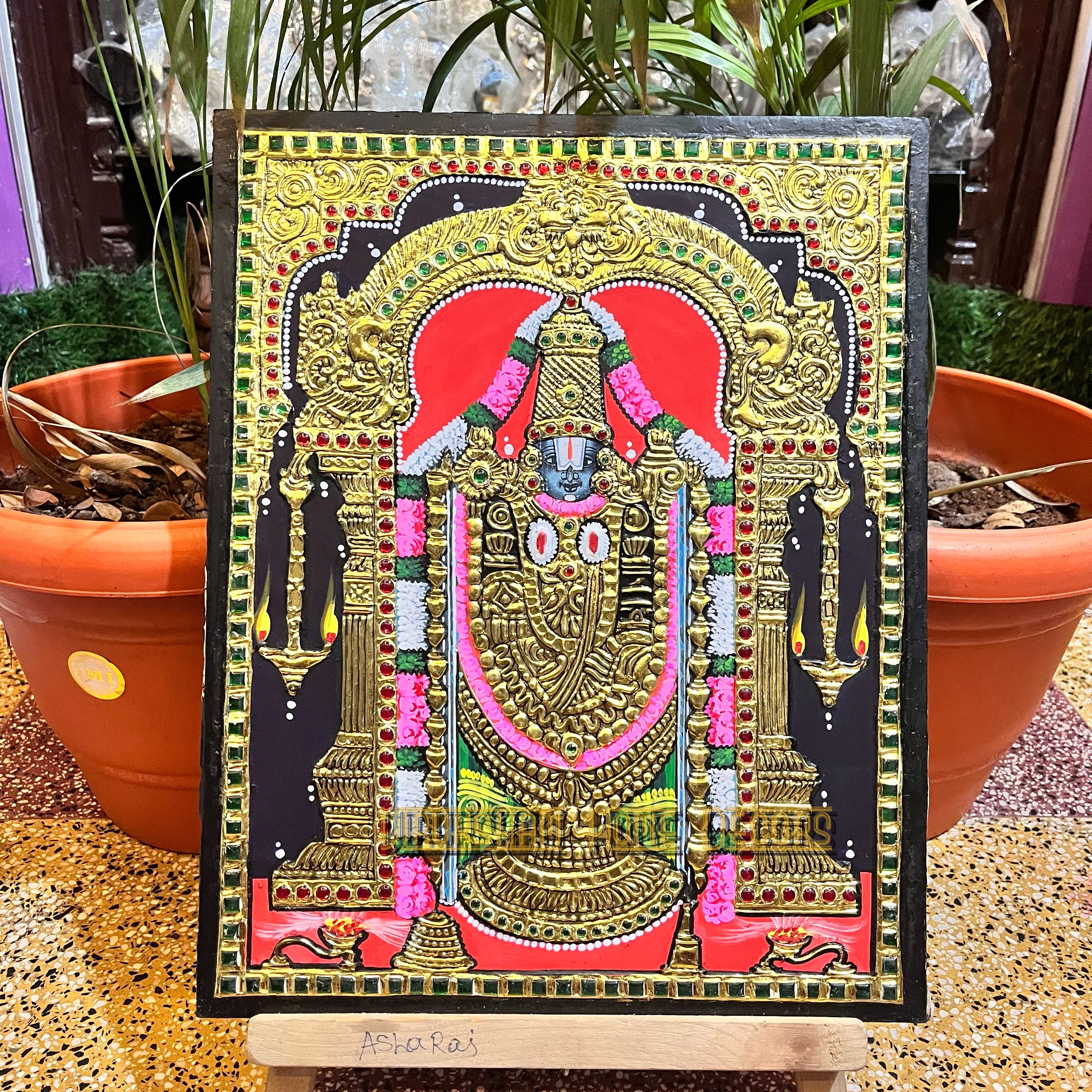 Thirupathi 12x15  Tanjore painting -1 board(15 days delivery time) without frame