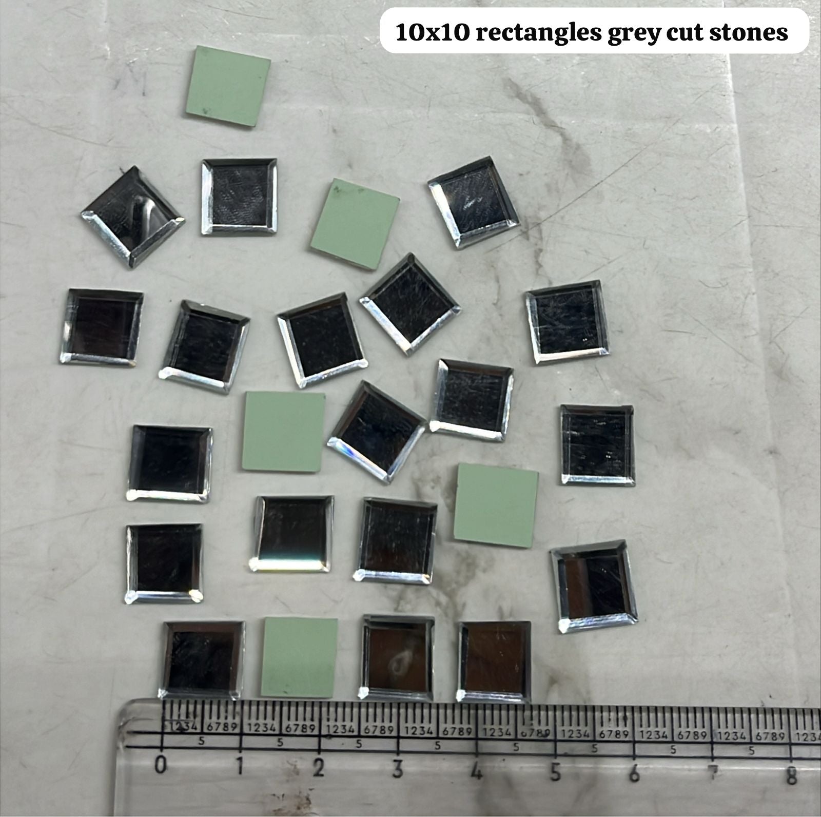 10x10 mm rectangle  Grey cut stones 50pcs pack