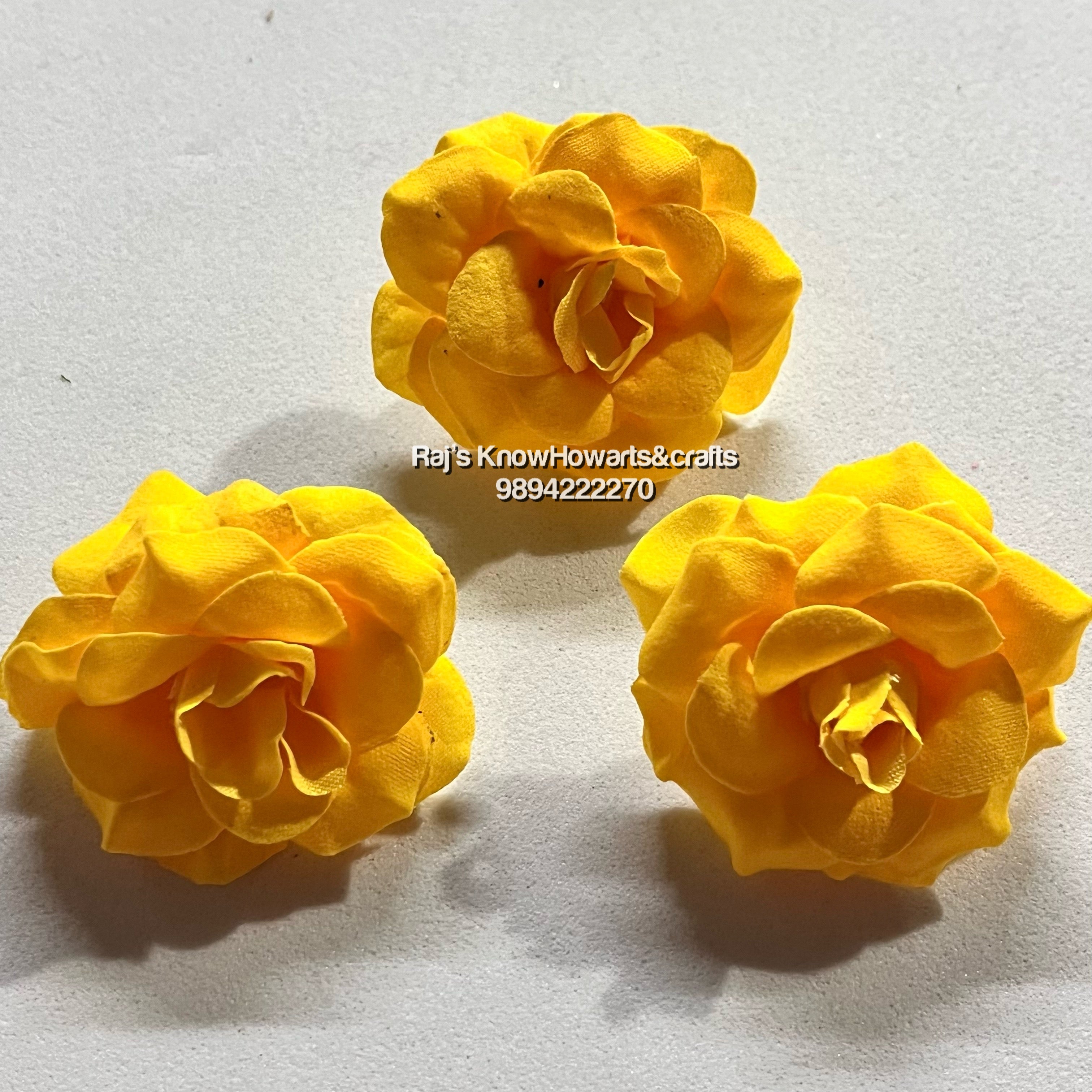 Small size Fabric Yellow rose - 10 pc in a pack