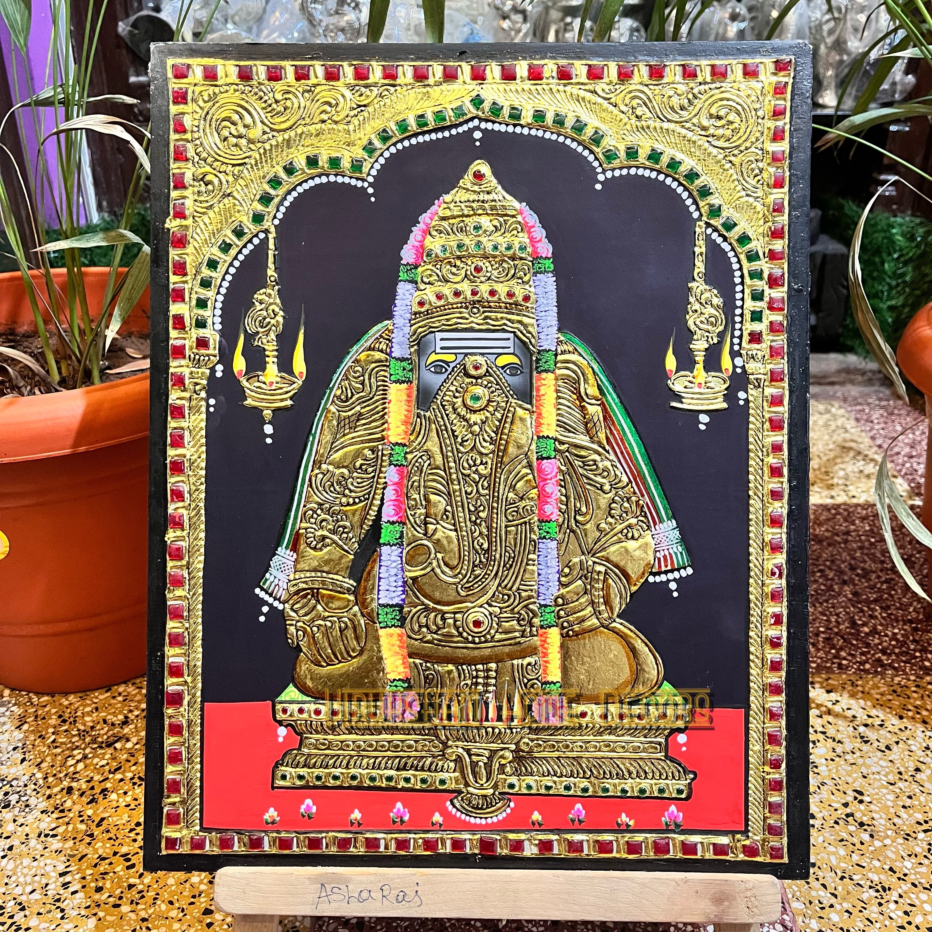 Pillayarpatti Vinayagar 12x15  Tanjore painting -1 board(15 days delivery time)without frame