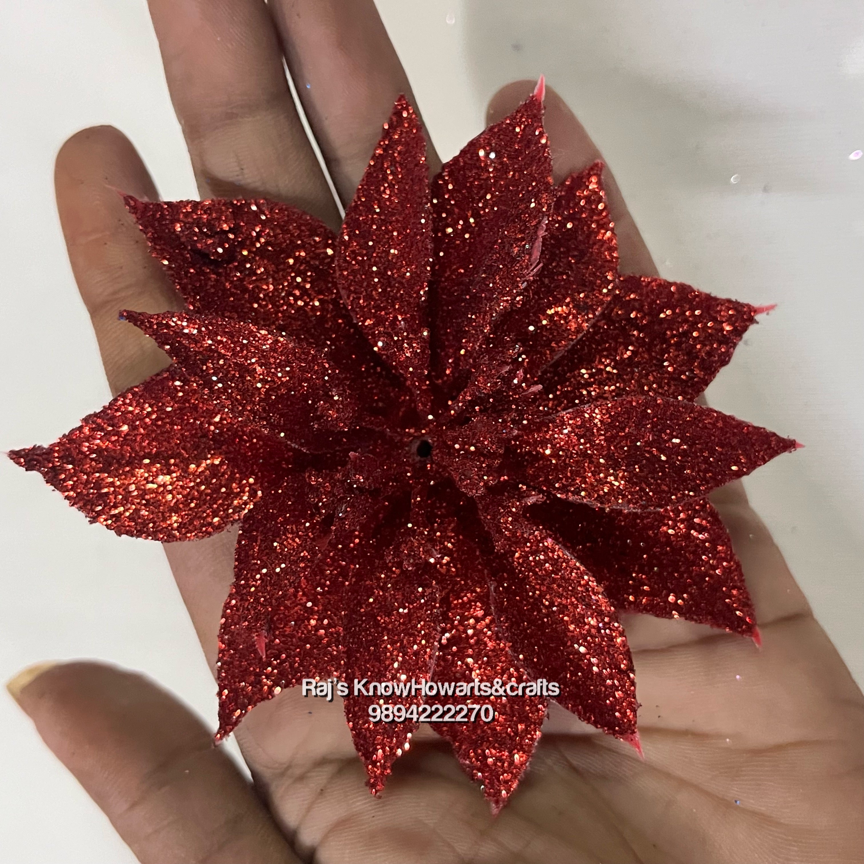 Red Glitter flower - 2 pc