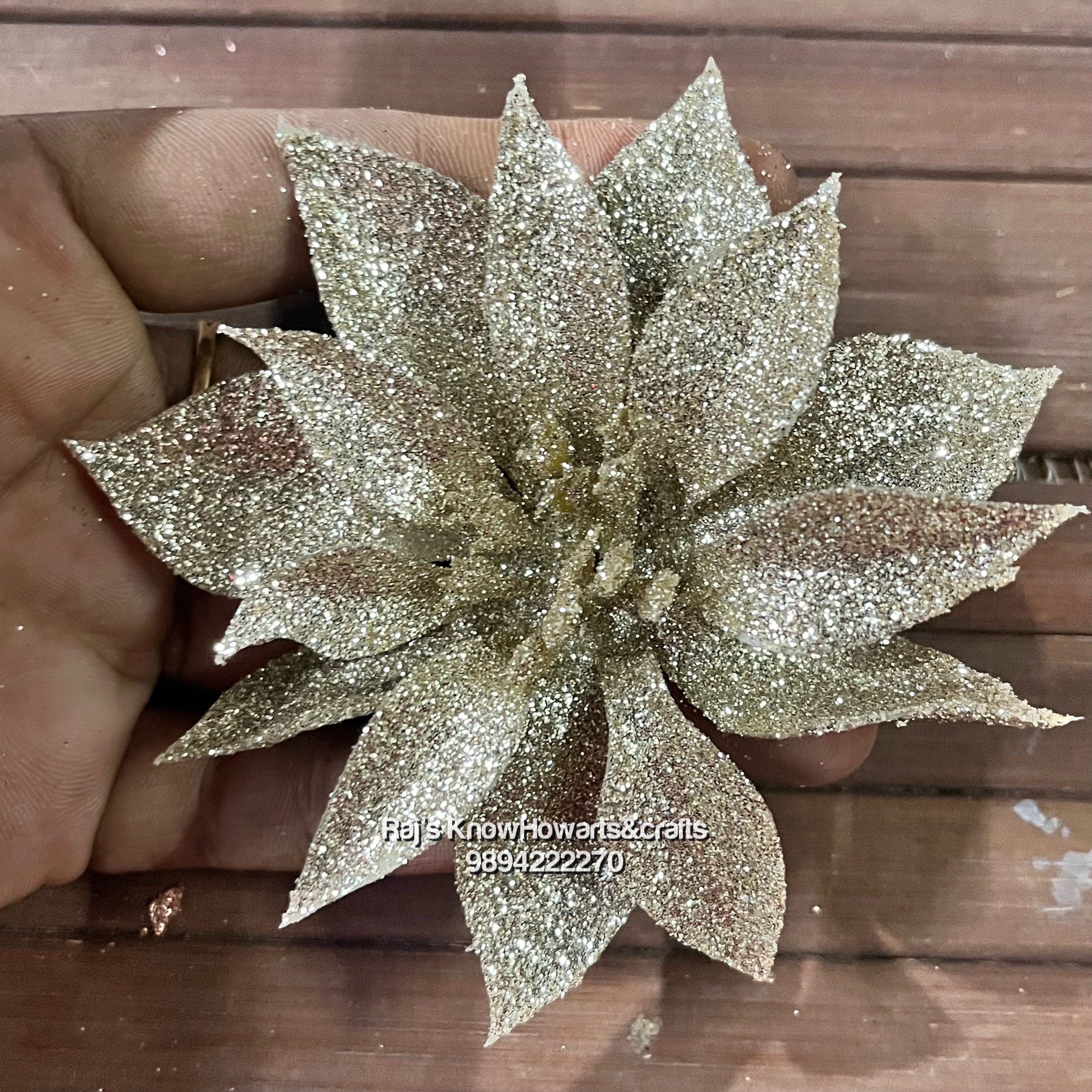 Bronze Glitter flower - 2 pc