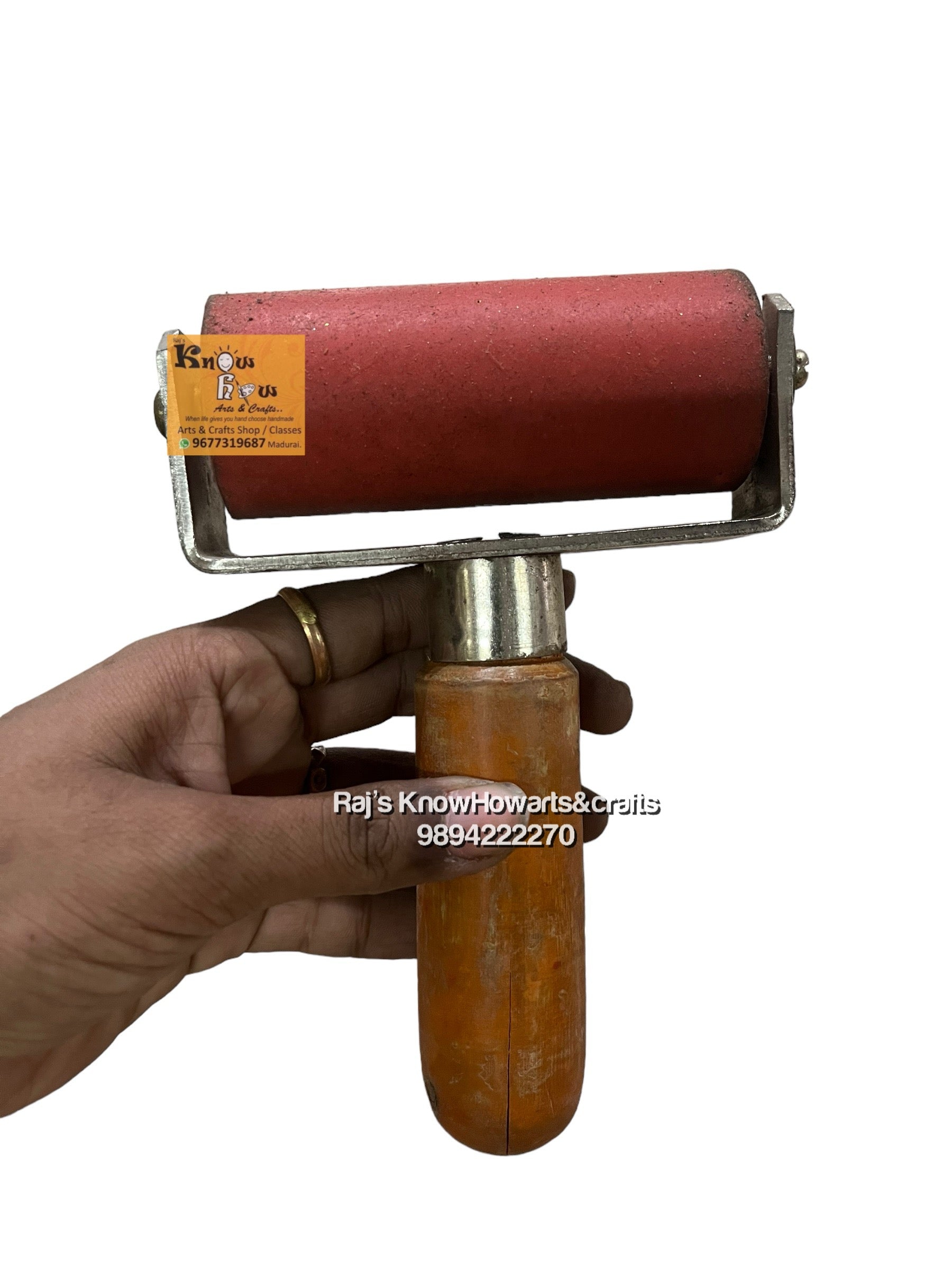 wooden handle rubber roller