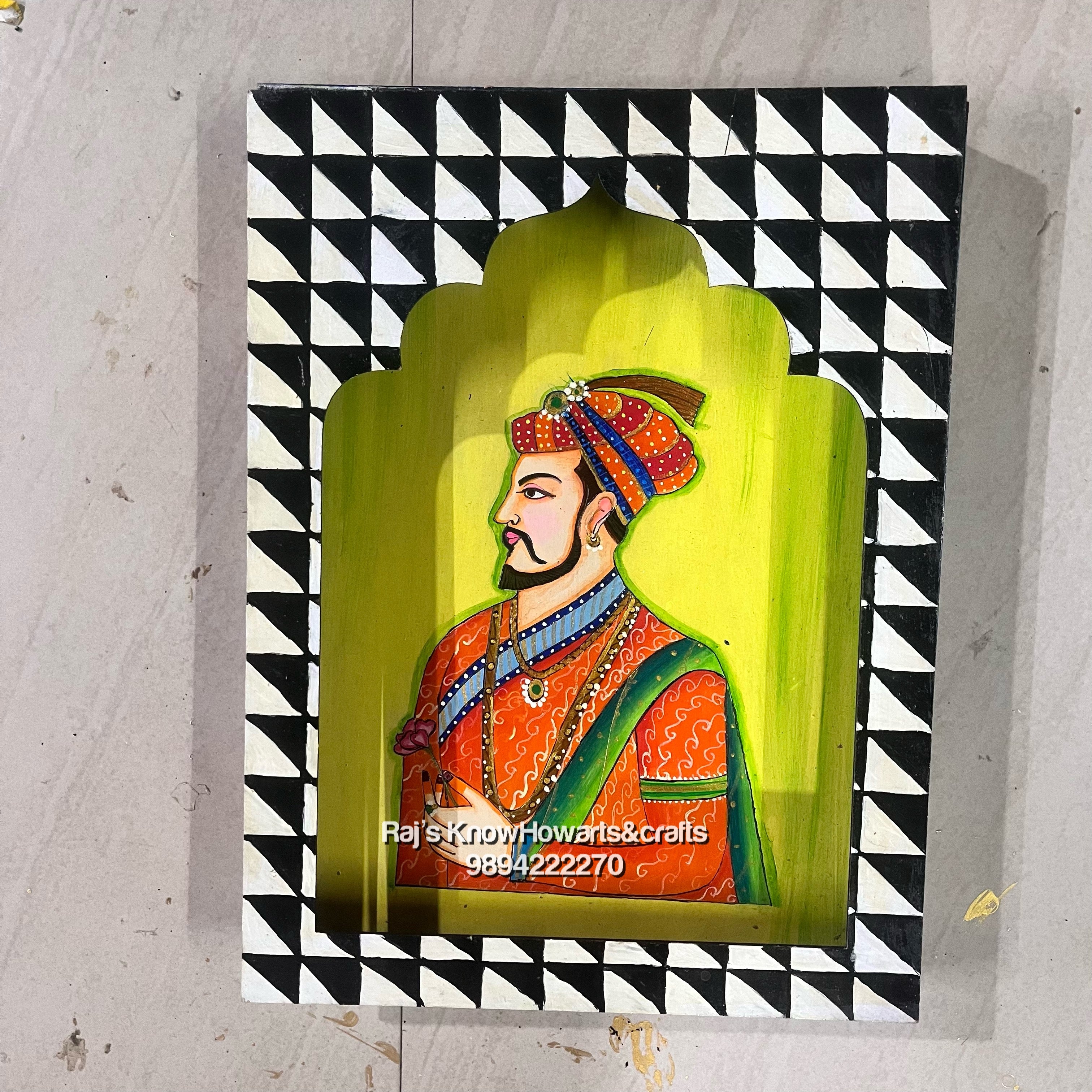 Colourful jharokha painting raja rani