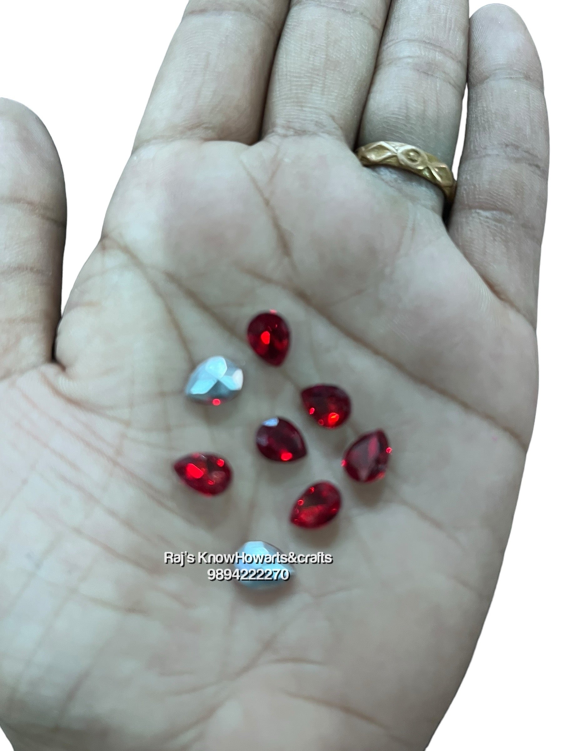 7x10  Red Thilakam Tanjore Painting American diamond Kundan stones-8 stones in a pack