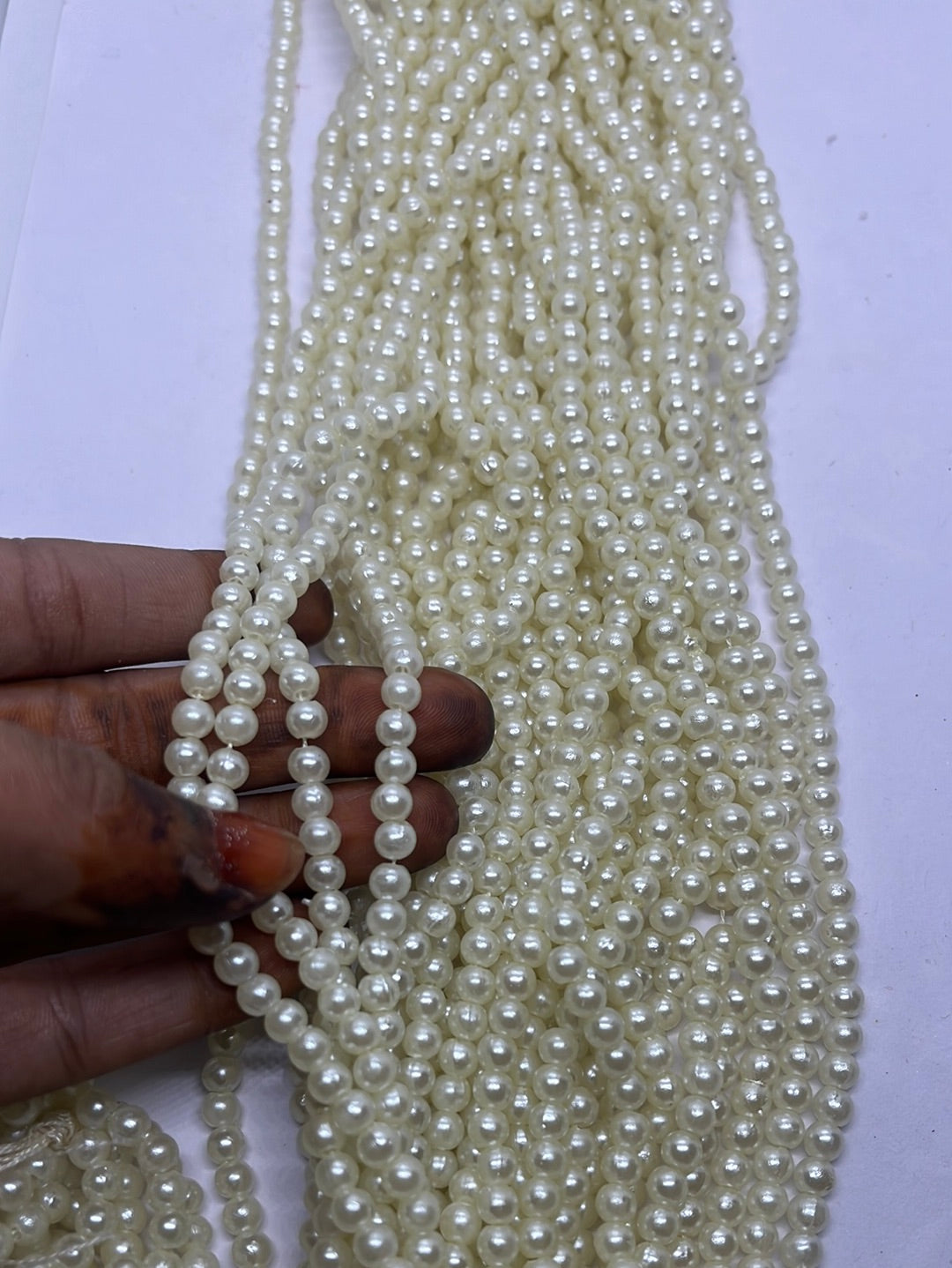 Ivory White round beads 6mm - 500 beads in a punch