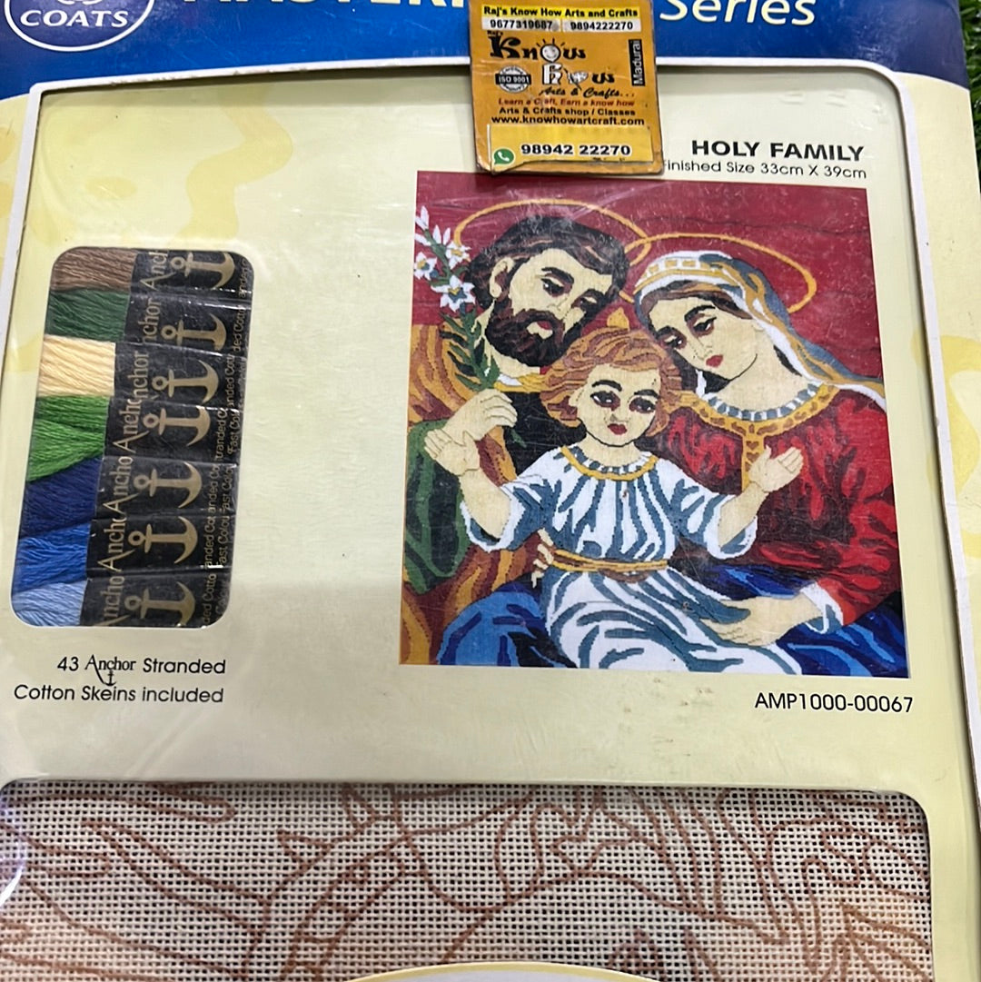 Anchor stitch embroidery kit Holy family finished size 33cm x 39cm