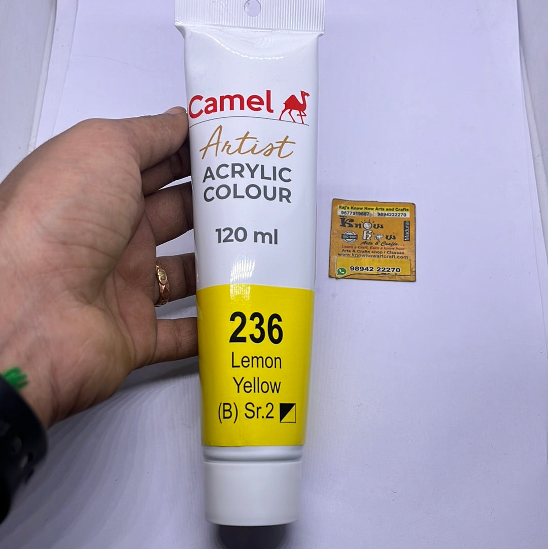 Lemon yellow  -120ml Camlin Artist range  acrylic colours
