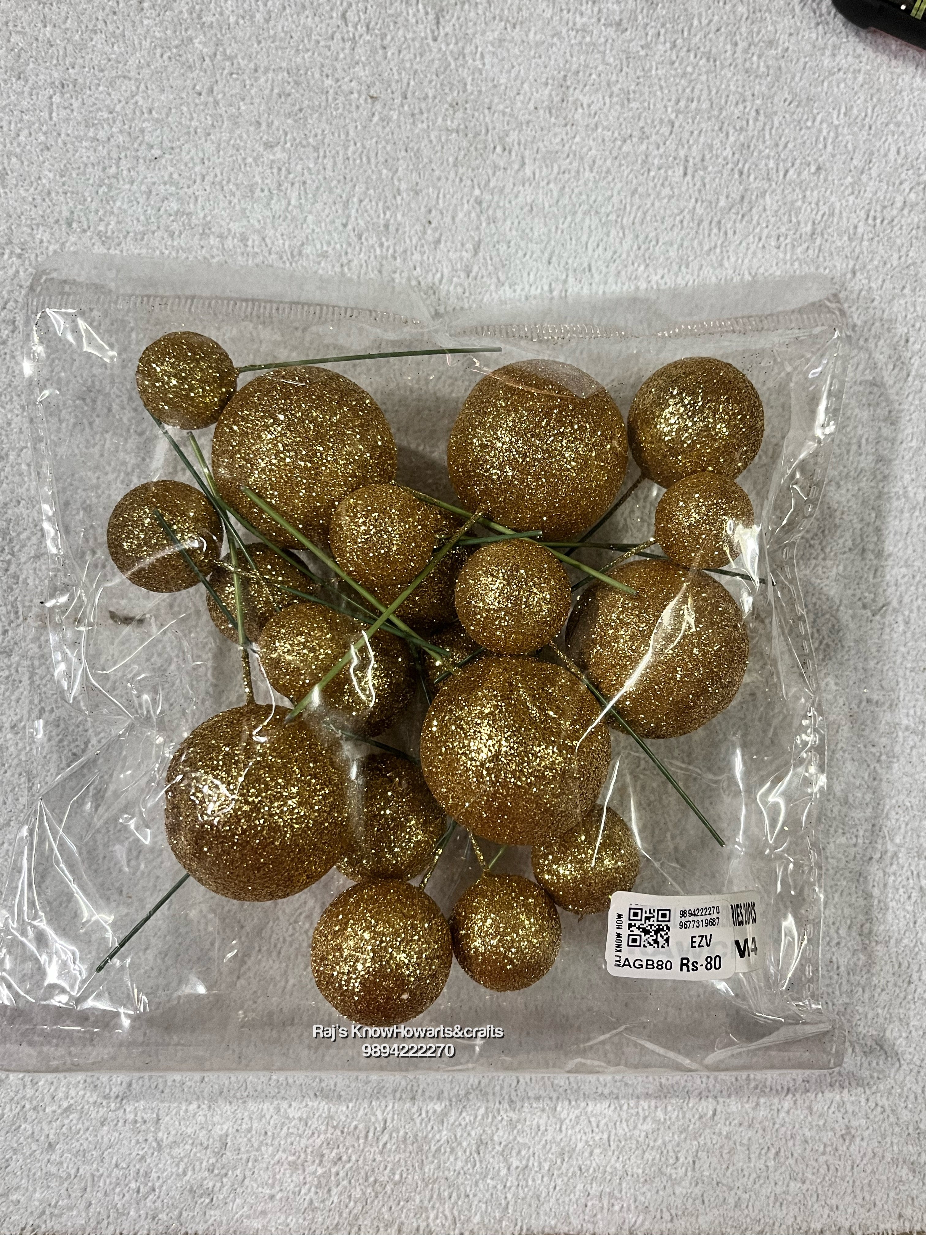 Artificial Glitter Berries Gold