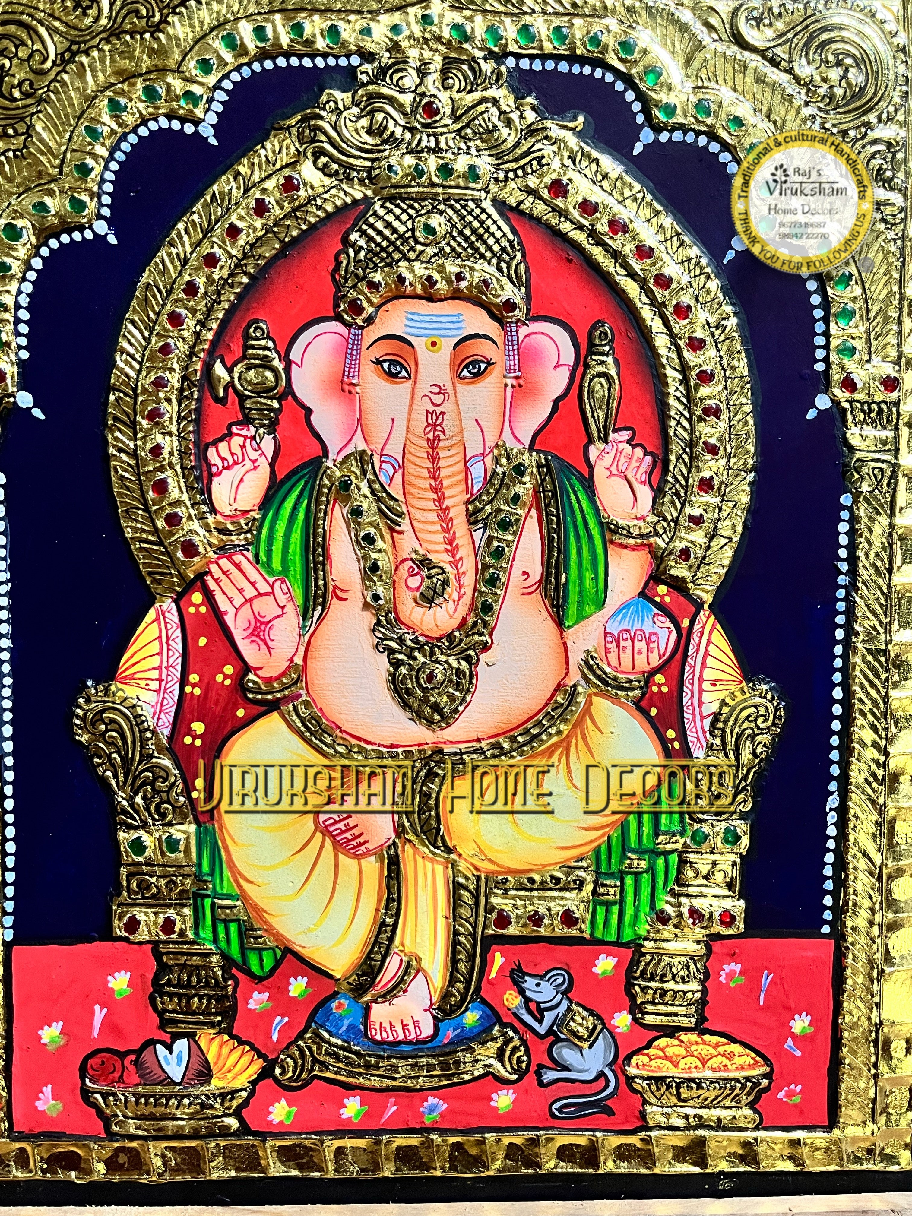 Vinayagar 10x12  Tanjore painting -1 board(15 days delivery time)