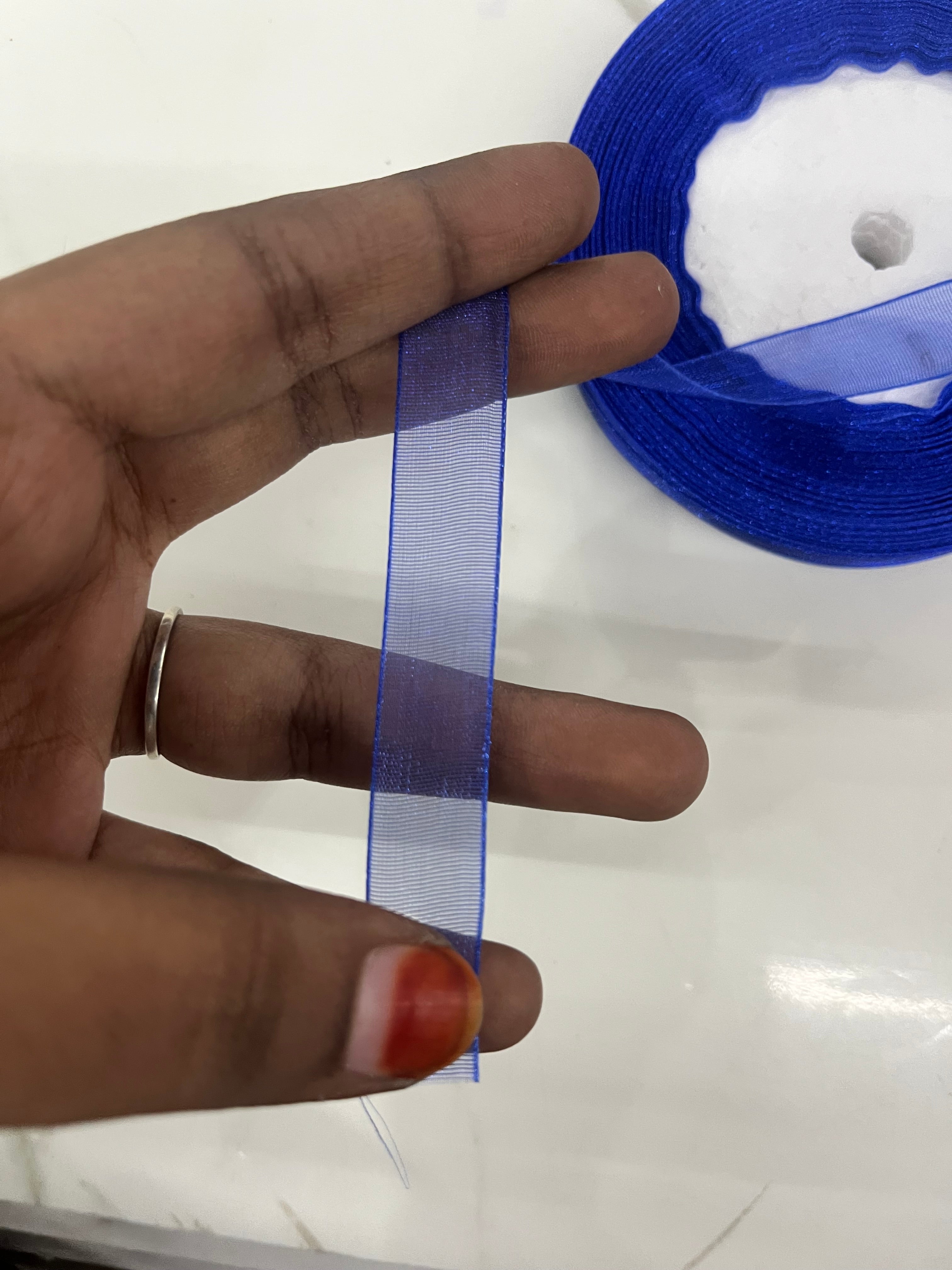 Blue  Half inch organza ribbon
