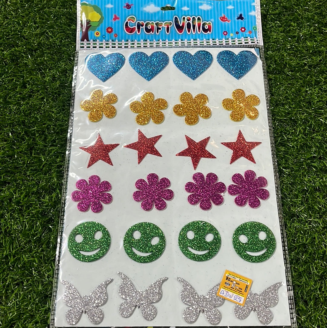 Heart  smile Glitter stickers A4size-1 pack