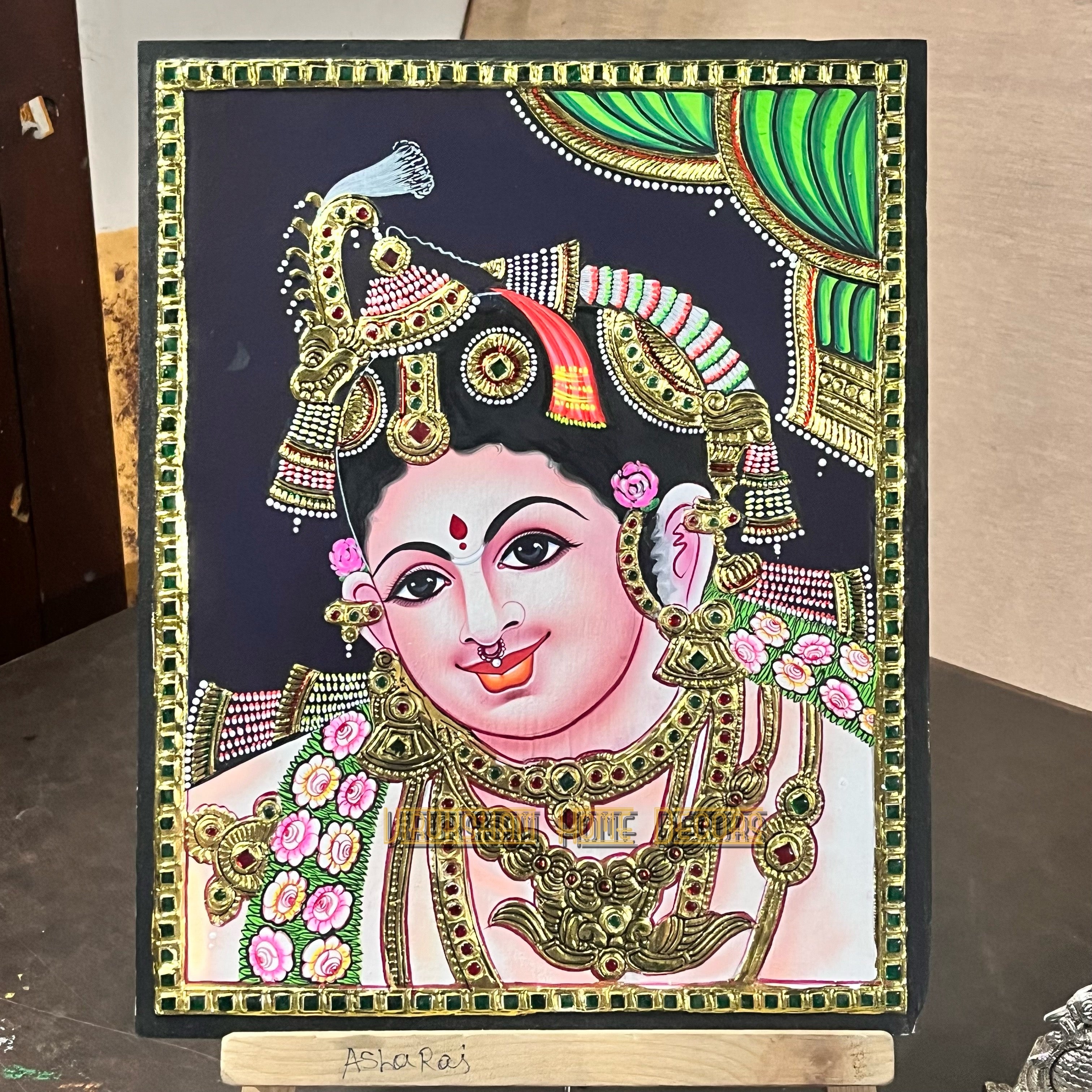 Face Krishna 12x15  Tanjore painting -1 board(15 days delivery time)without frame