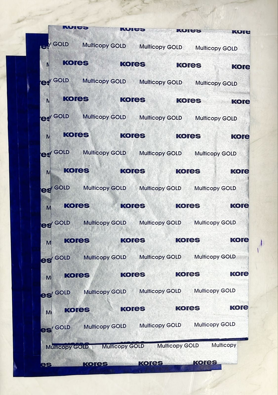 Kores multi copy pen /pencil carbon paper rich blue gold 5piece in a 1pack/5002