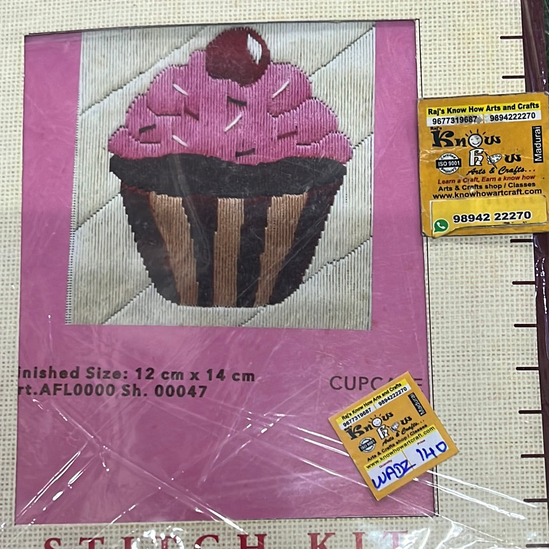 Anchor stitch embroidery kit cupcake finished size 12cm x 14cm