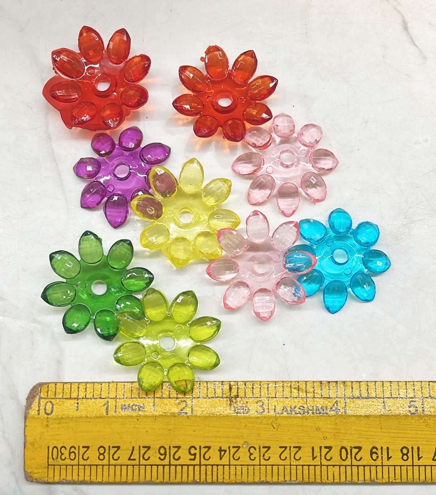 Acrylic  plastic color flower multicolour beads -100g pack