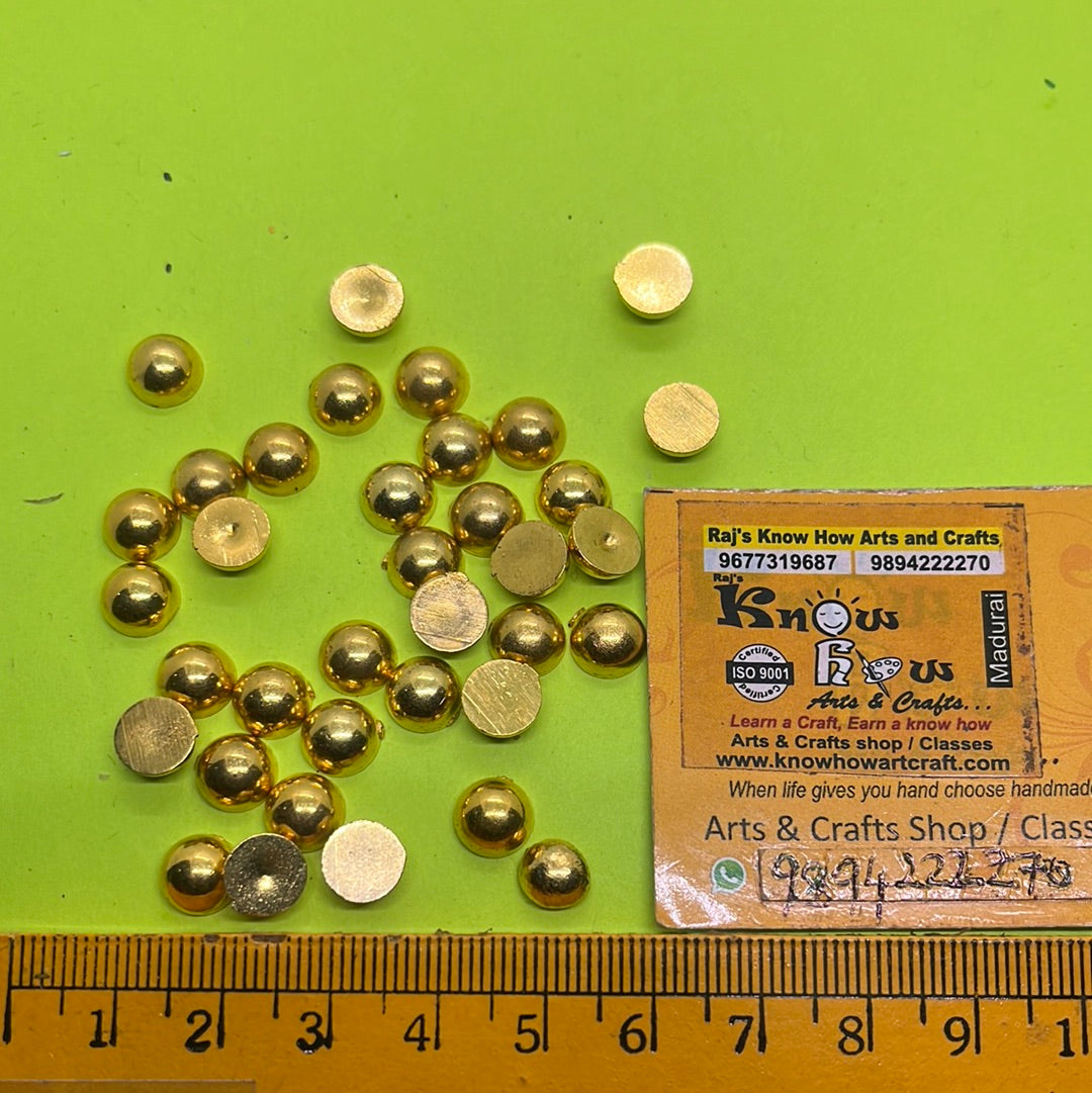 9mm round half Golden beads more than 25pc