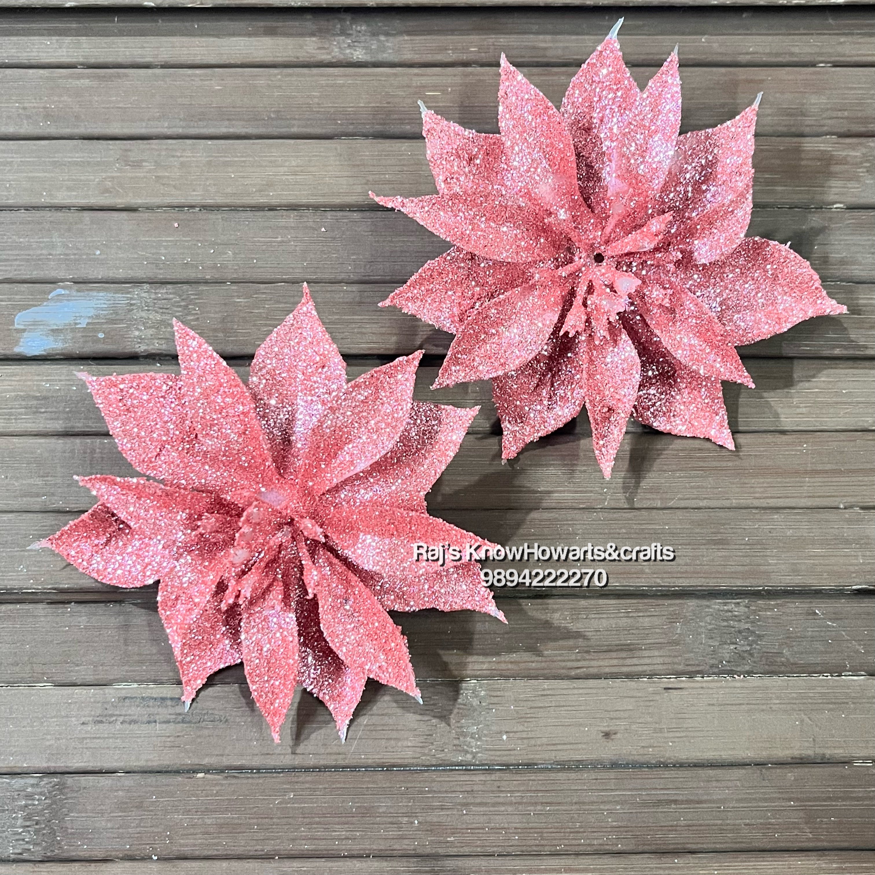 Pink Glitter flower - 2 pc