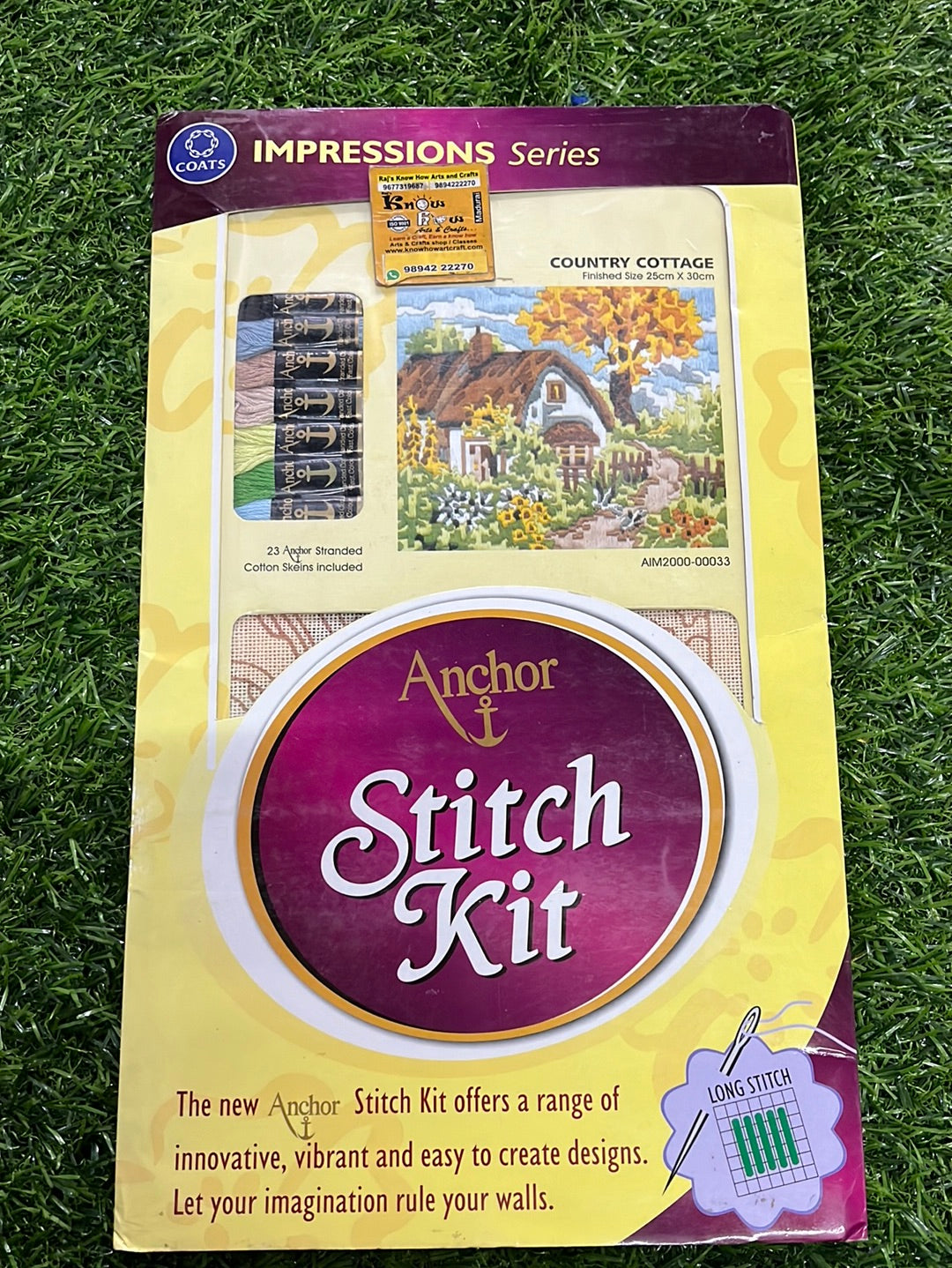 Anchor stitch embroidery kit country cottage finished size 25cm x 30cm