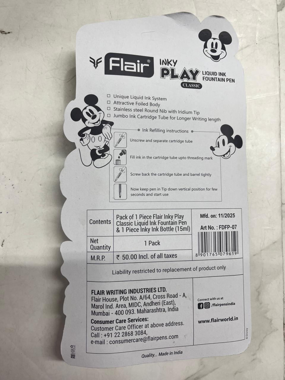 Flair mickey and friends inky jumbo fountain pen -2 sets