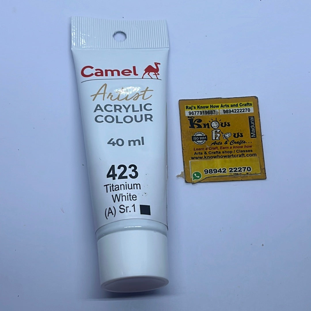 Titanium white -40ml Camlin Artist range acrylic colours – KnowHowArtCraft