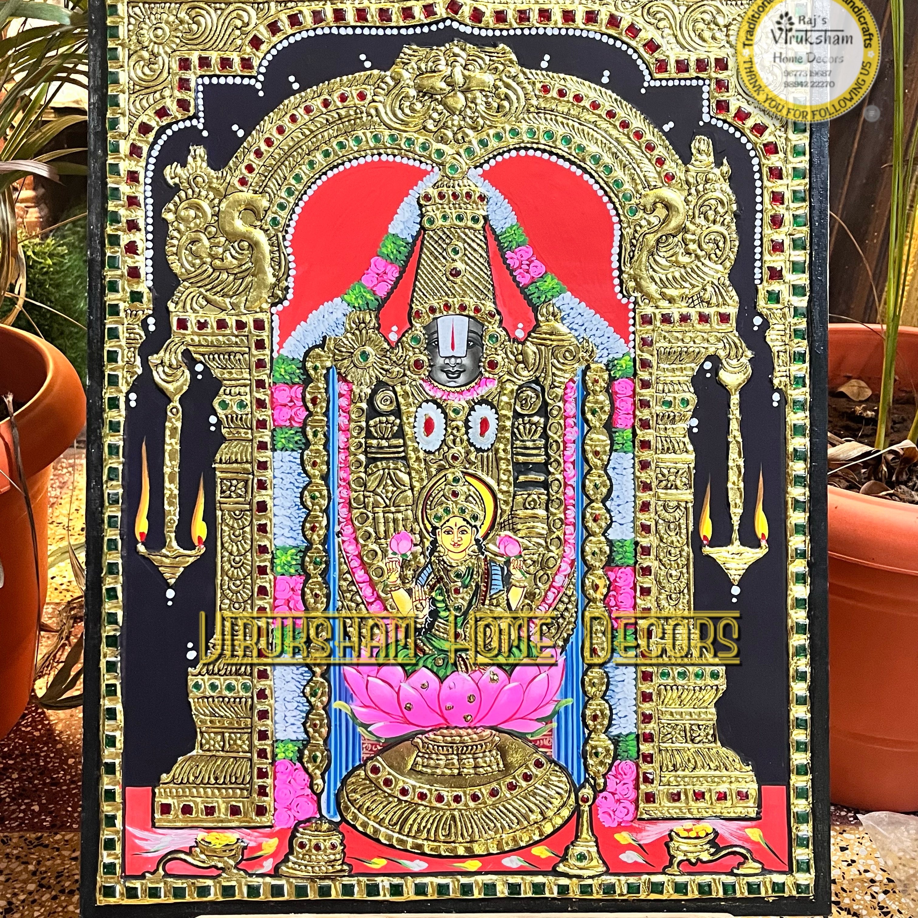 Thirupathi lakshmi  18x24 Tanjore painting -1 board