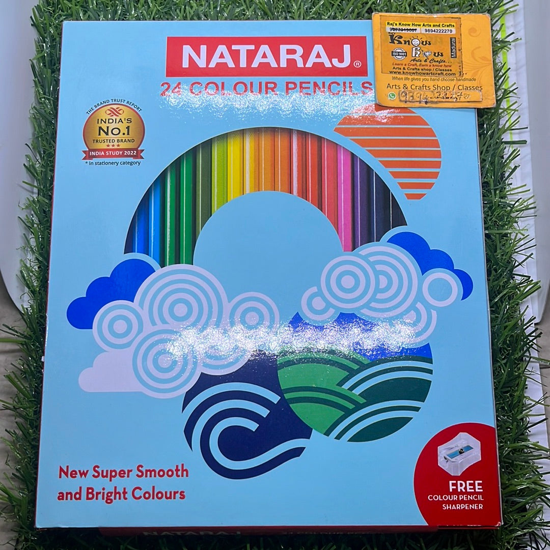 Nataraj 24 colour pencils free color pencil sharpener super smooth and bright colours