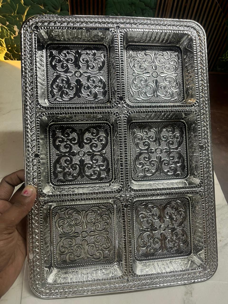 Dry fruit rectangle 6 partition plate-10 PLATES DRP6