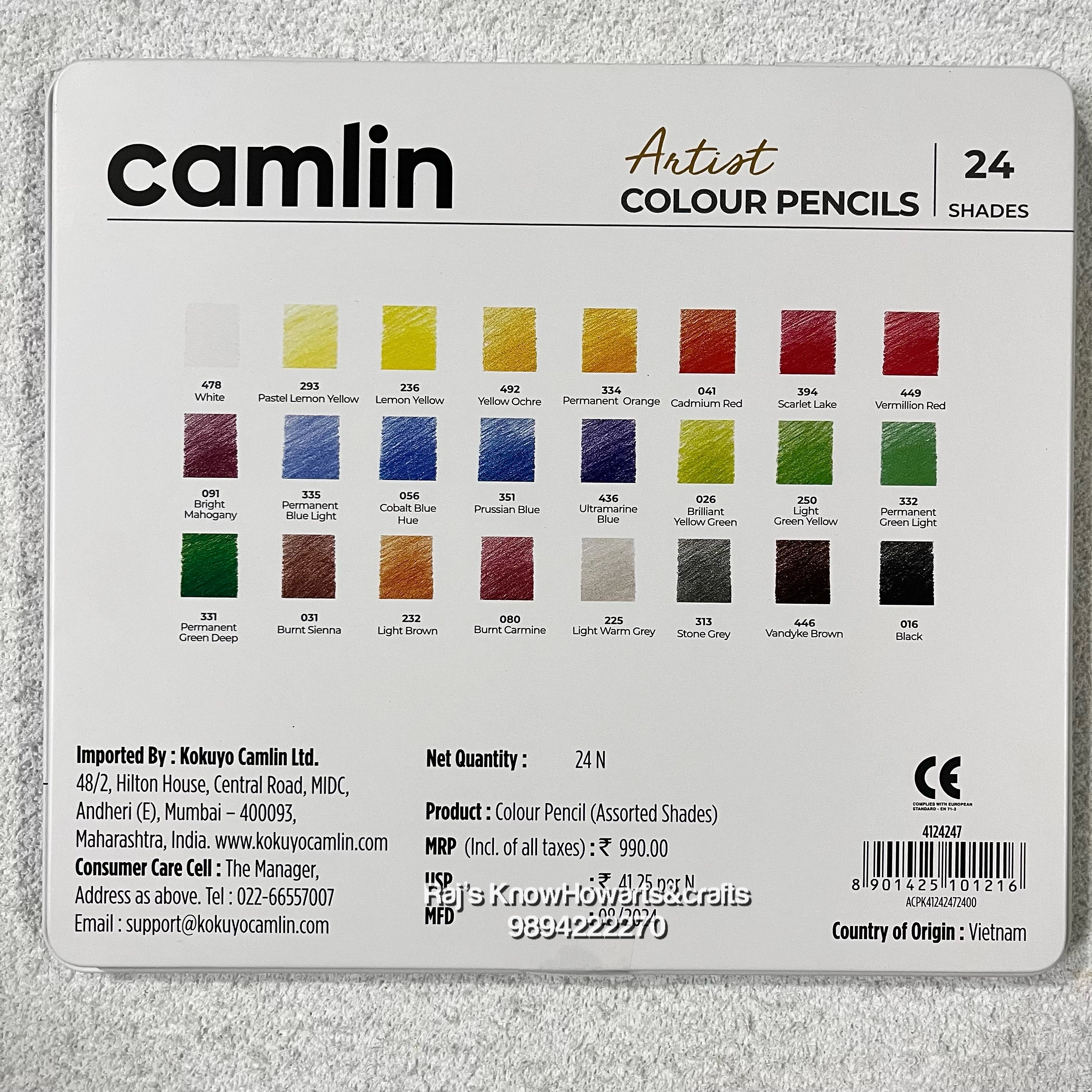 Camlin artist colour pencils 24 shades