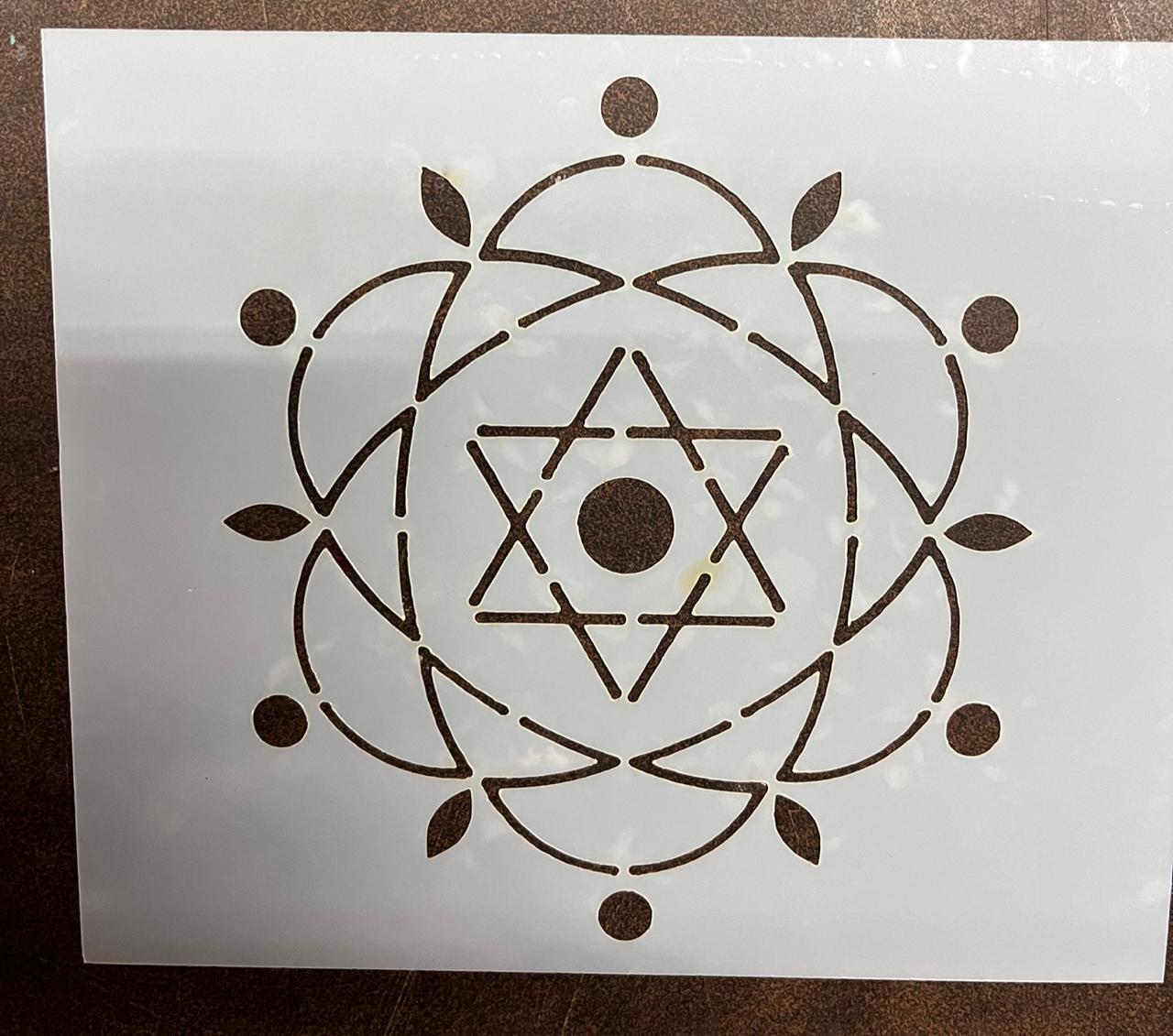 Stencil Rangoli 8inch different shape 9 Assorted designs - STNC ...