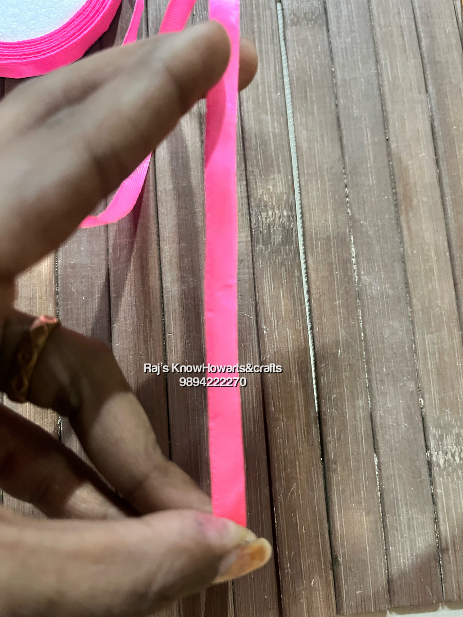 Pink - quarter inch satin ribbon 10 meter - 1 pc – KnowHowArtCraft