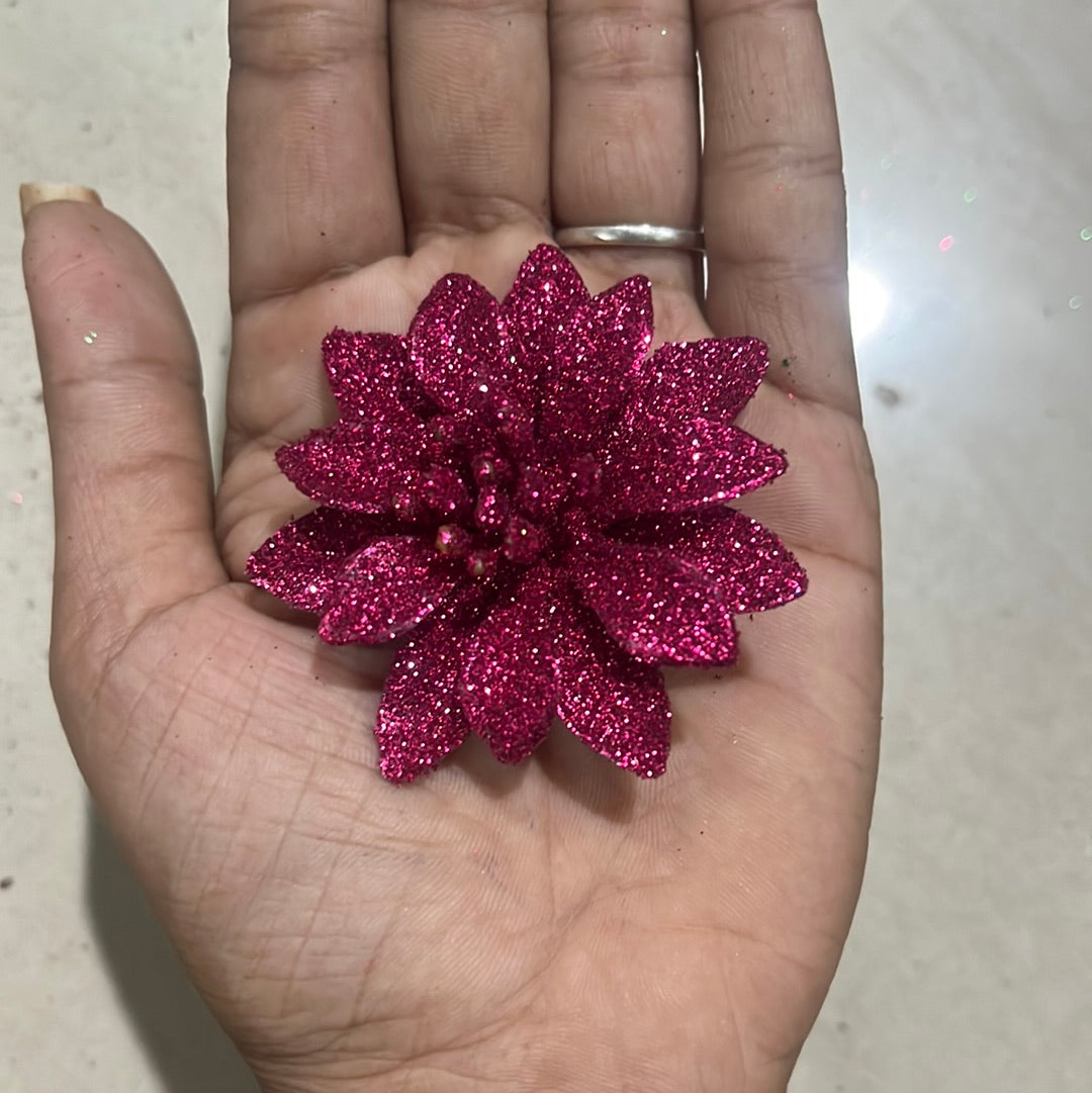 Pink   Glitter flower - 1 pc