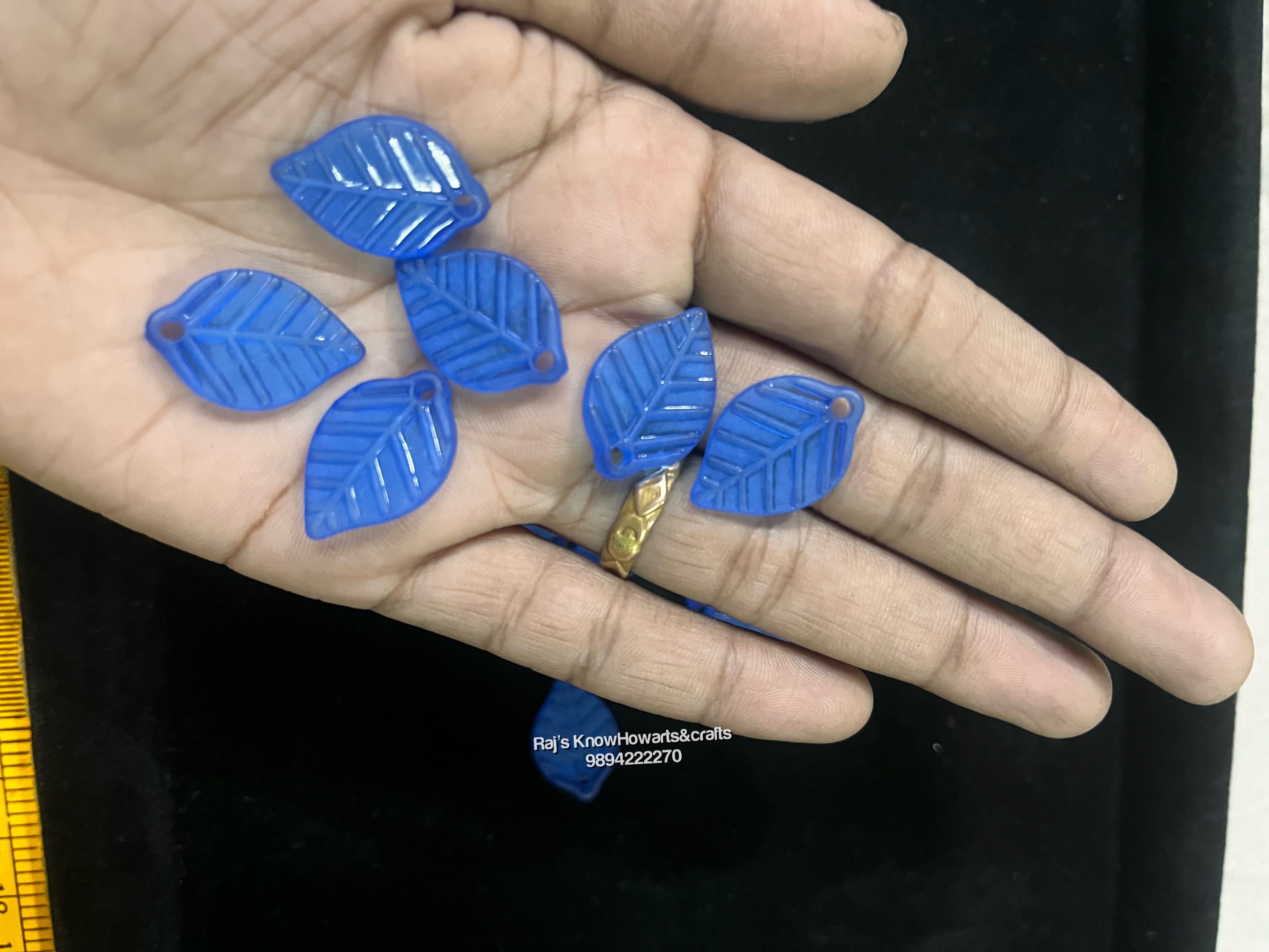 Blue Leaf plain beads  - 50g in a pack